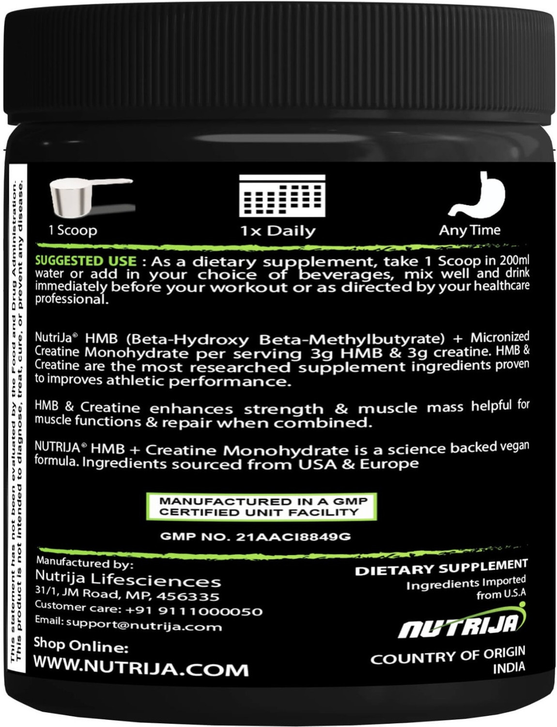 Image of NutriJa HMB + Creatine Supplement - Natural Muscle Building Formula 3g HMB & 3g creatine