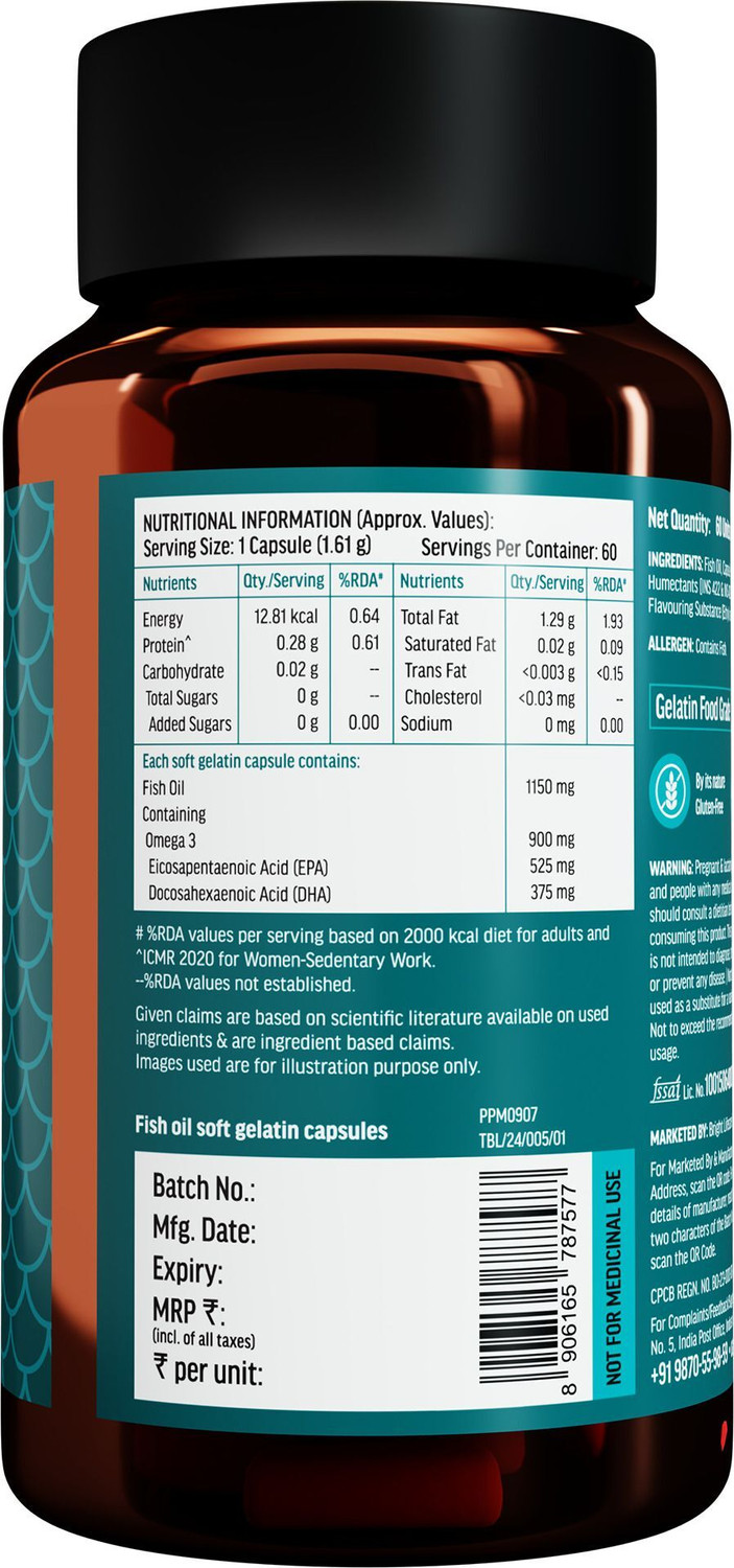 Image of HEALTHKART HK Vitals Triple Strength Omega-3 Fish Oil, 525 mg EPA & 375 mg DHA
