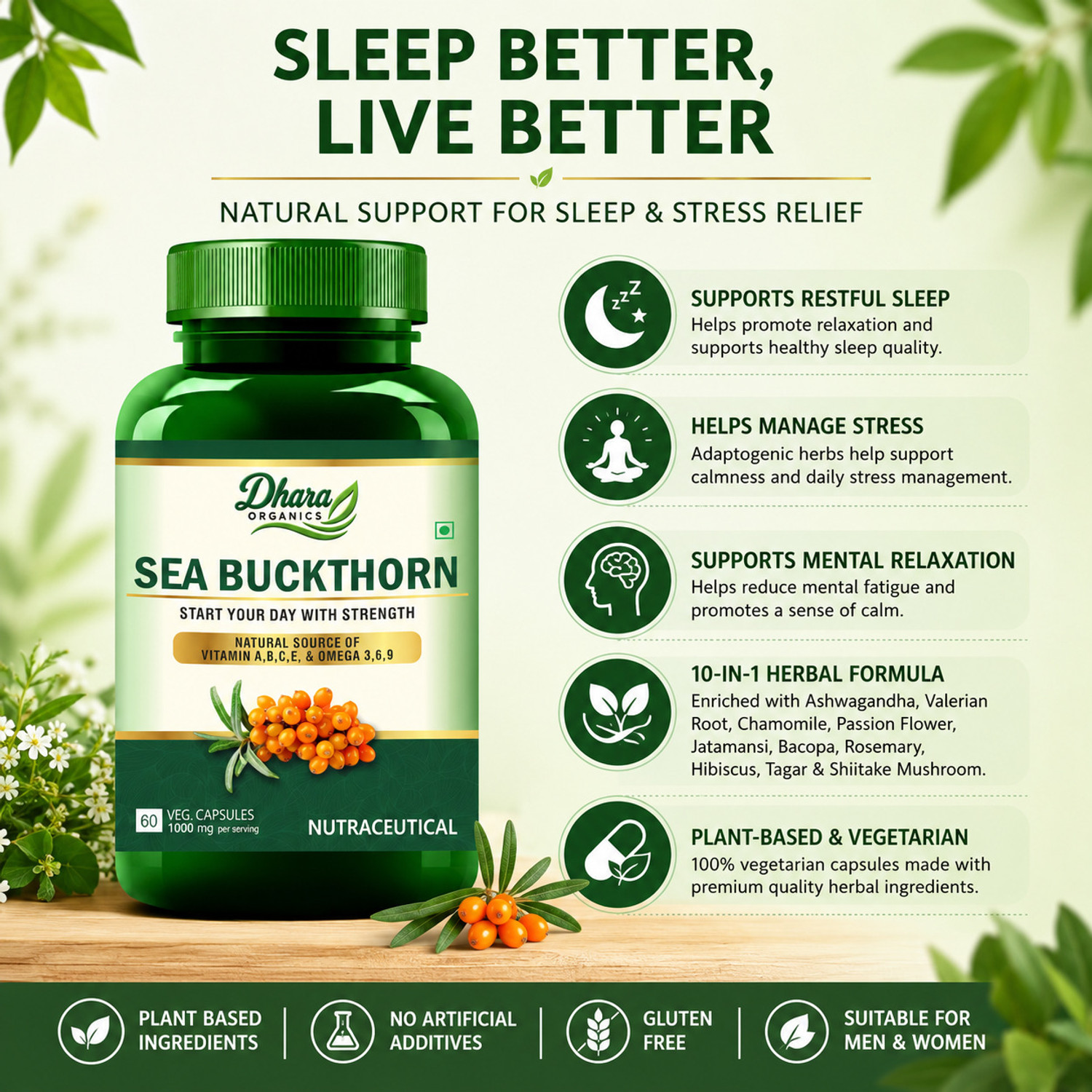 Image of Dhara Organics Sea Buckthorn Capsules 1000mg