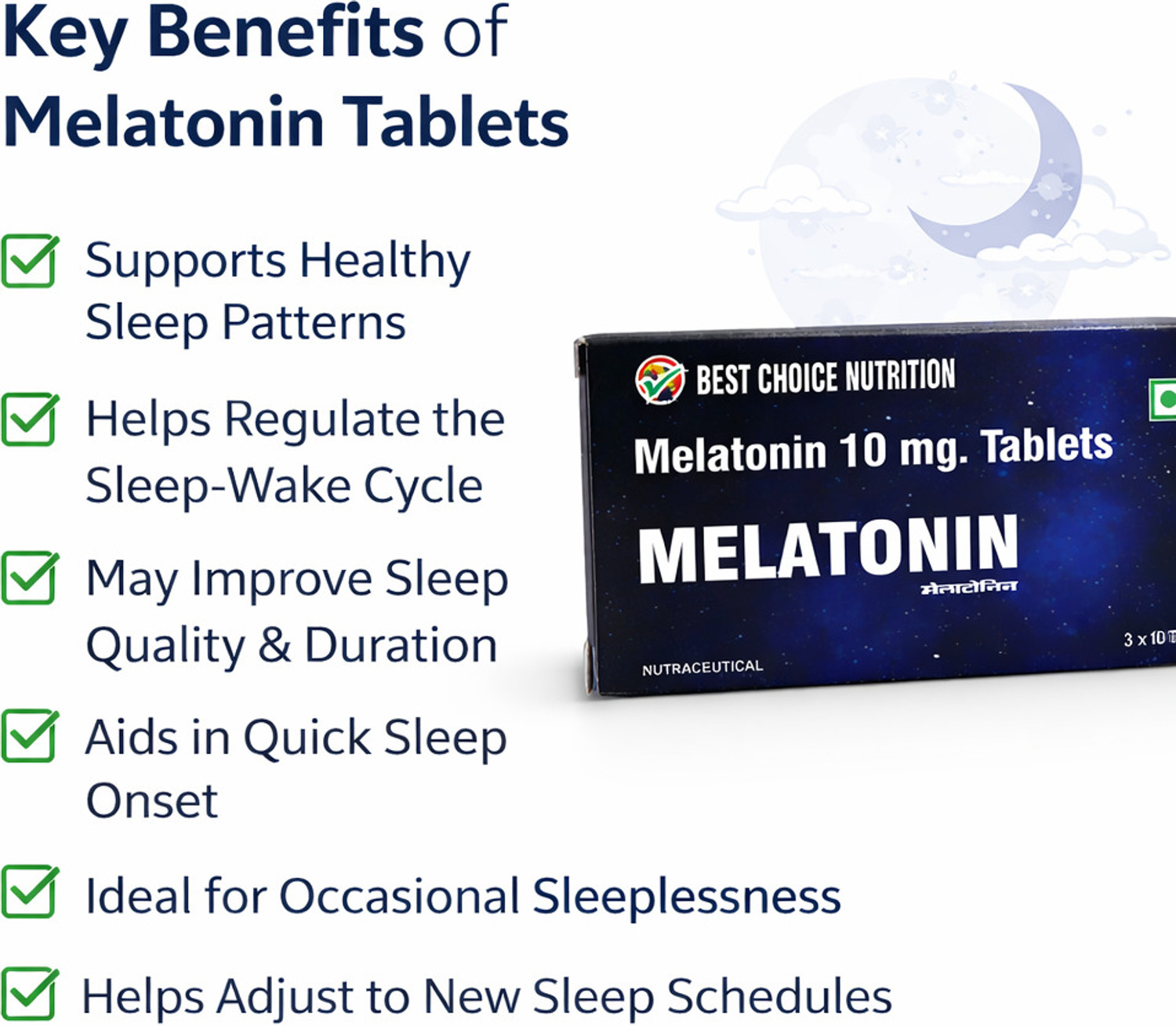 Image of BEST CHOICE NUTRITION Melatonin 10 mg Tabs For for Calm & Restful