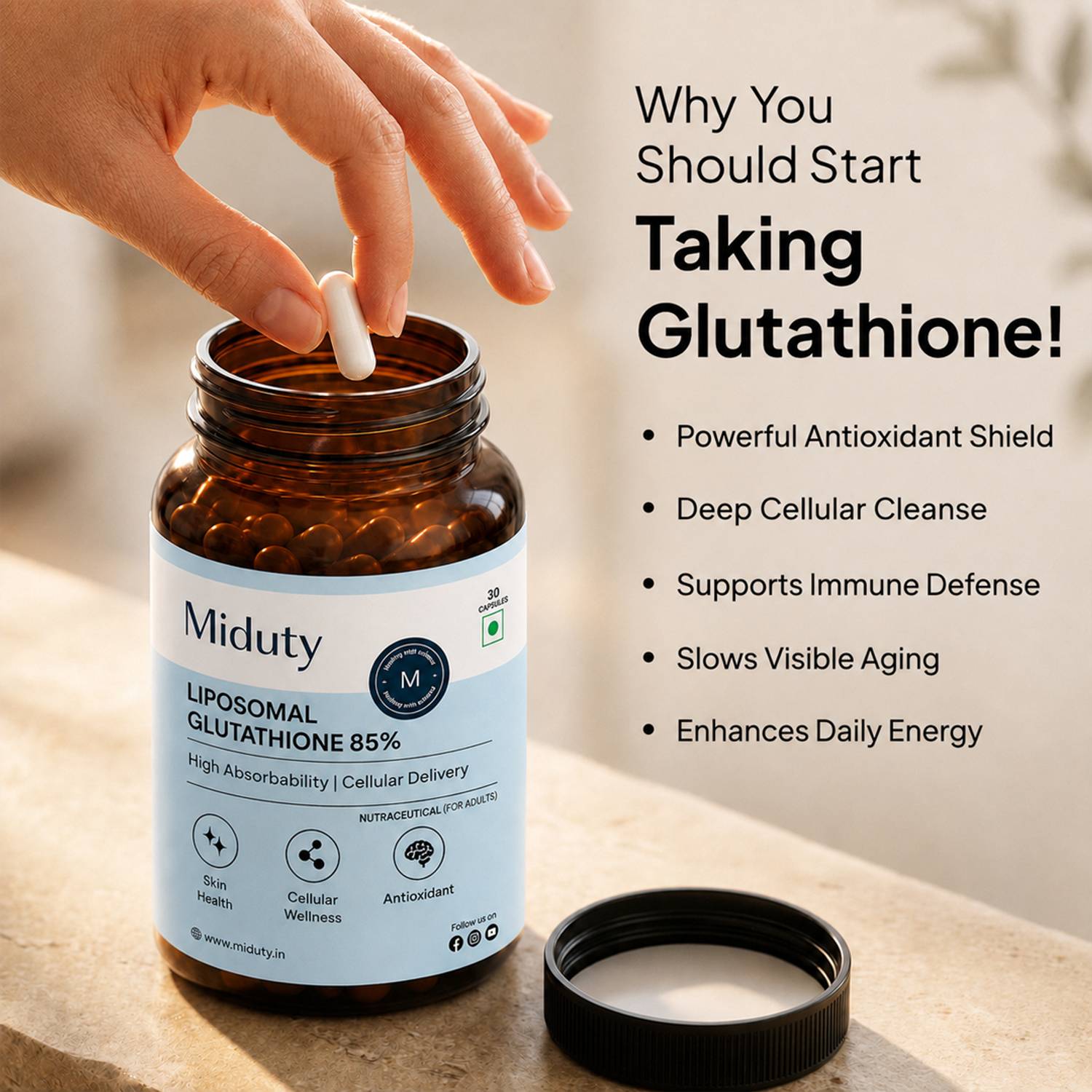 Miduty Liposomal Glutathione 85% - Skin Whitening - Image 4