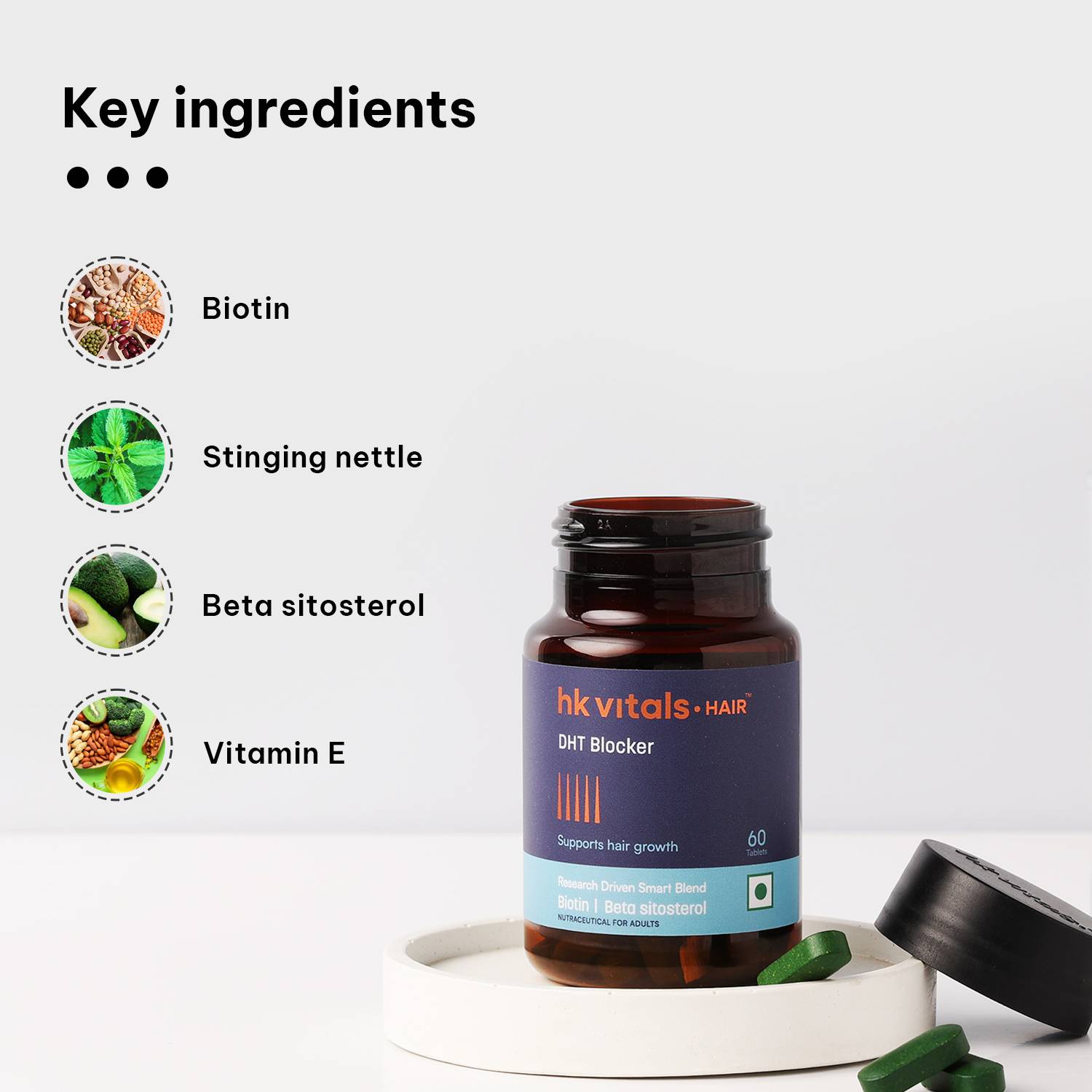 hk vitals DHT Blocker with Biotin 60 Tablets - Image 3