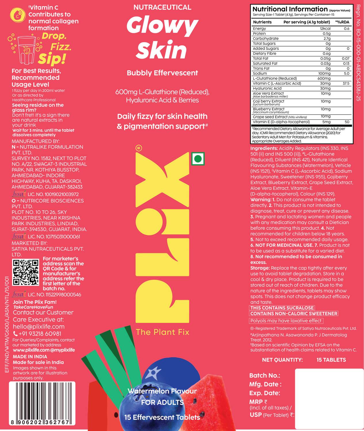 The Plant Fix Glowy Skin Bubbly Effervescent 600mg - Image 2