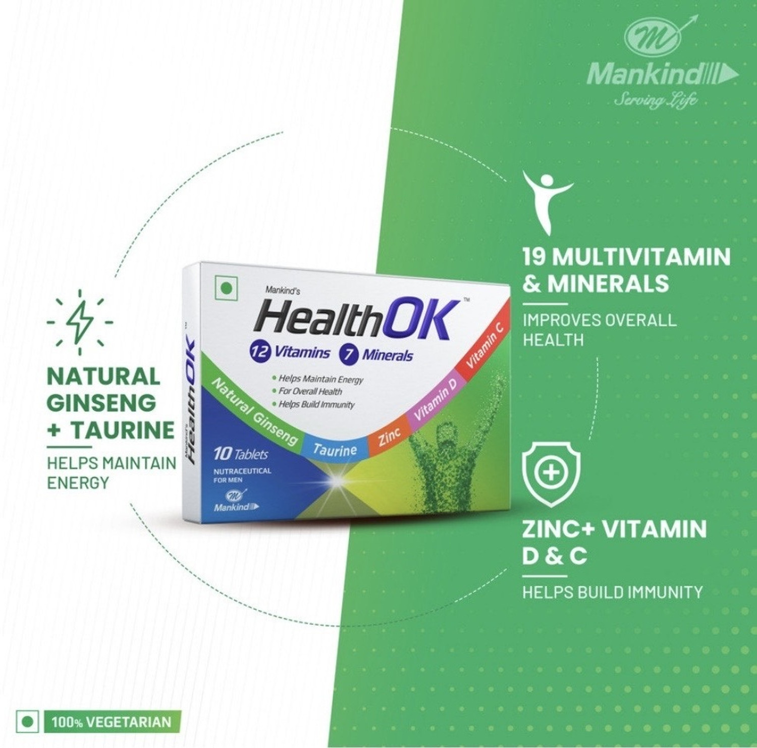 Image of Health Ok Daily Multivitamin With Natural Ginseng for Energy & Overall Health