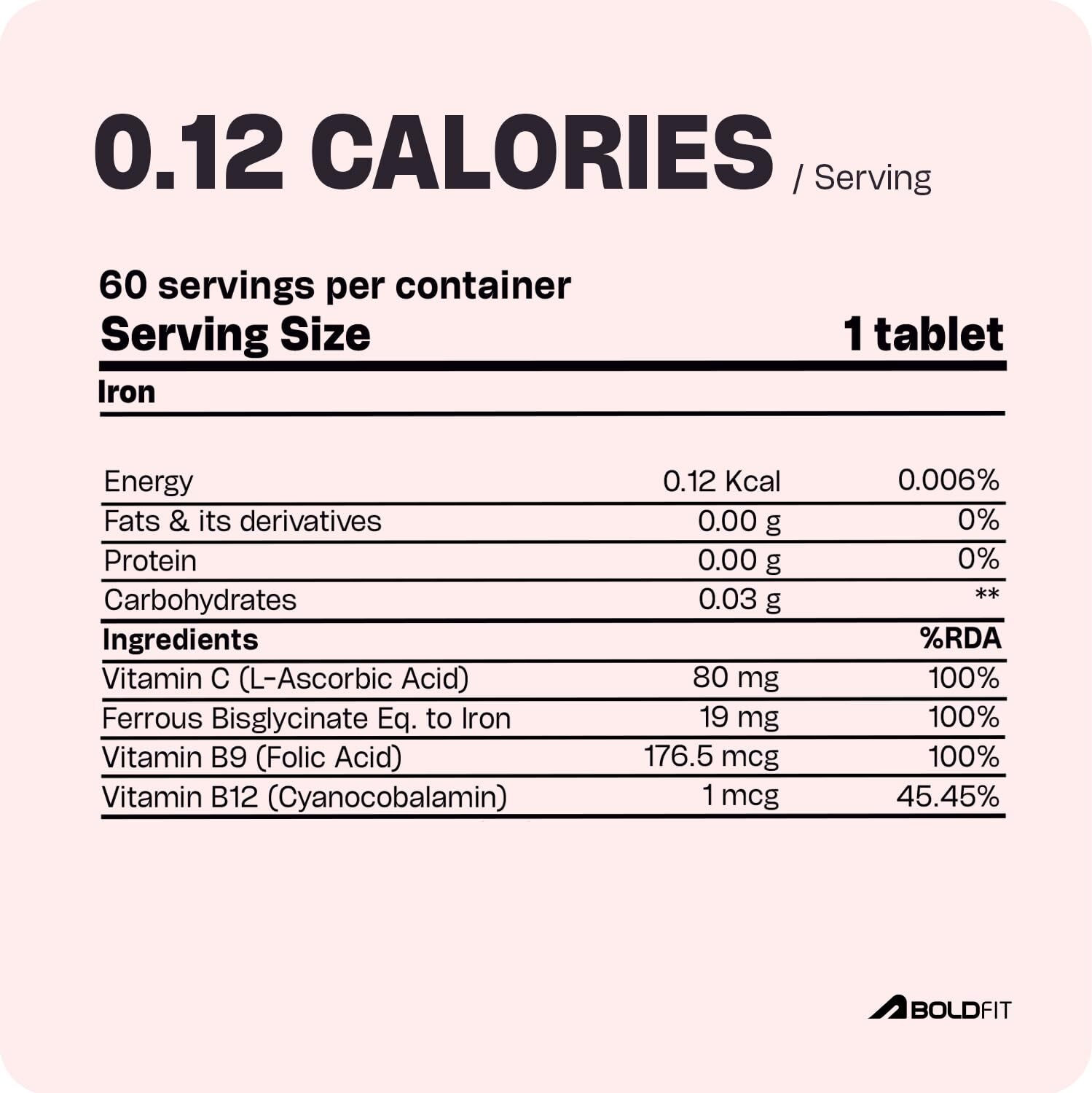 Image of BOLDFIT Iron supplement for women & Men with Vitamin c, folic acid & Vitamin B12