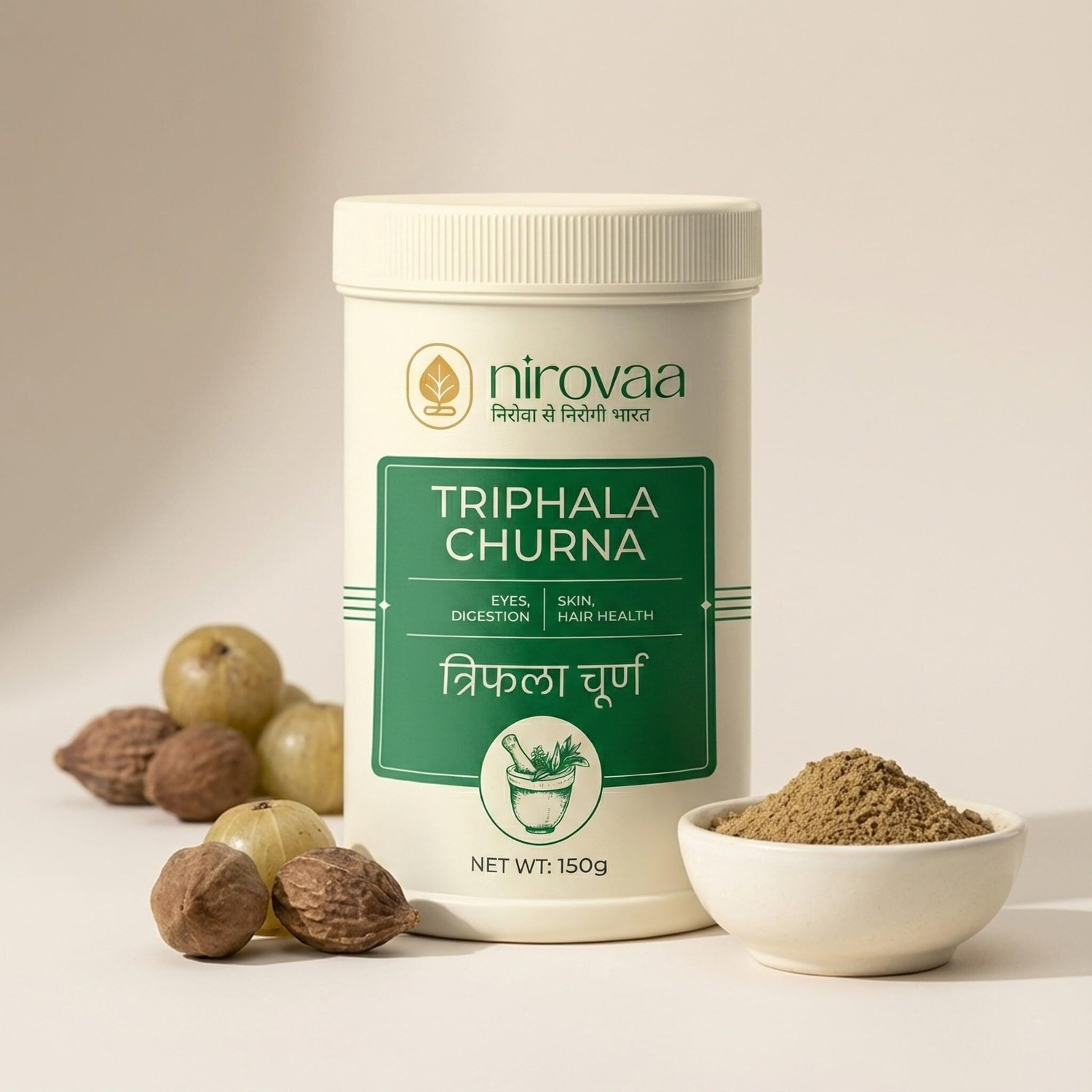 Image of NIROVAA Pure Organic Triphala Powder | Digestion, Detox, Gut Health, Immunity Wellness