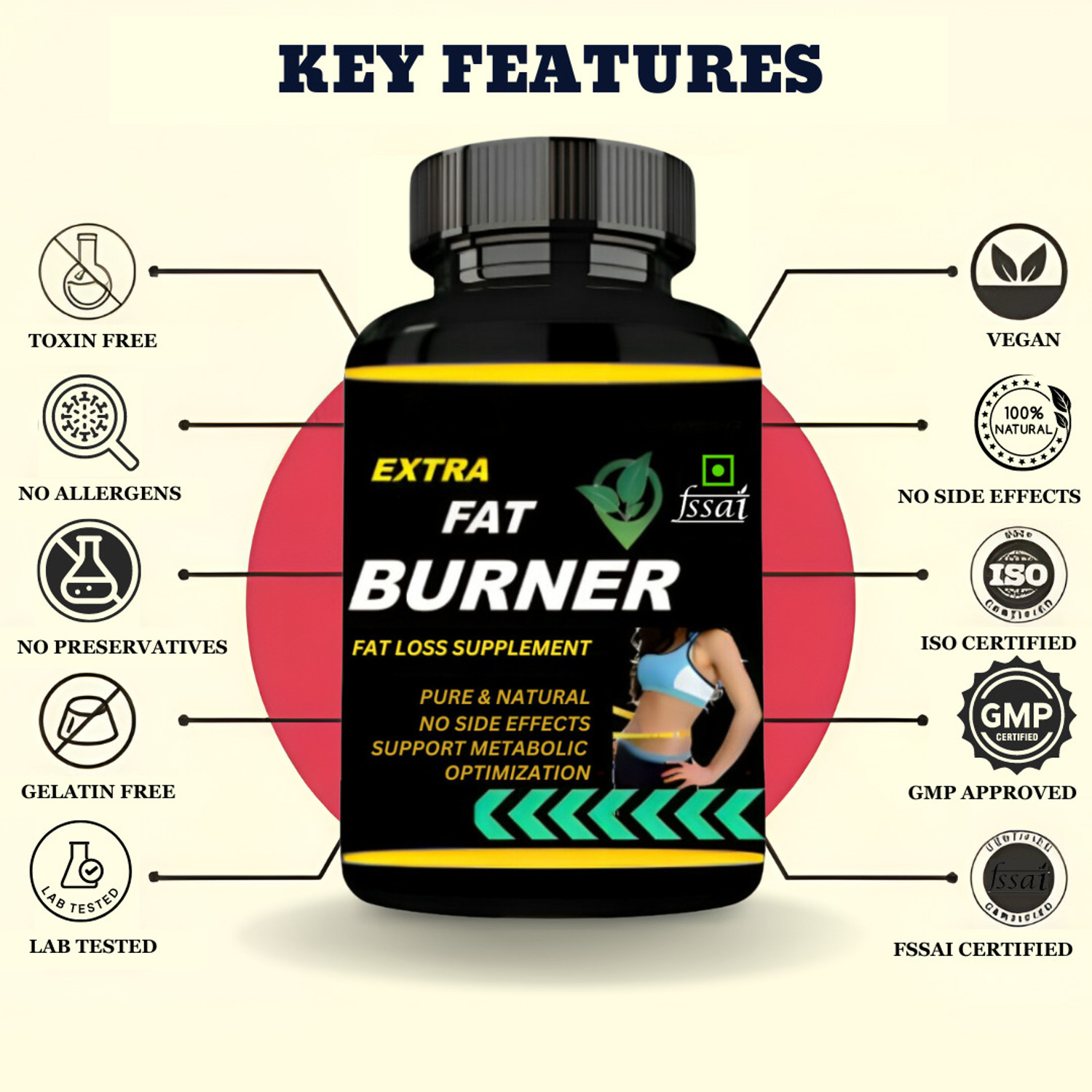 Image of Hindustan Ayurveda Extra Fat Burner, Weight Loss,Fat Burner, Pack of 1, Flavor Vanilla Whey Protein