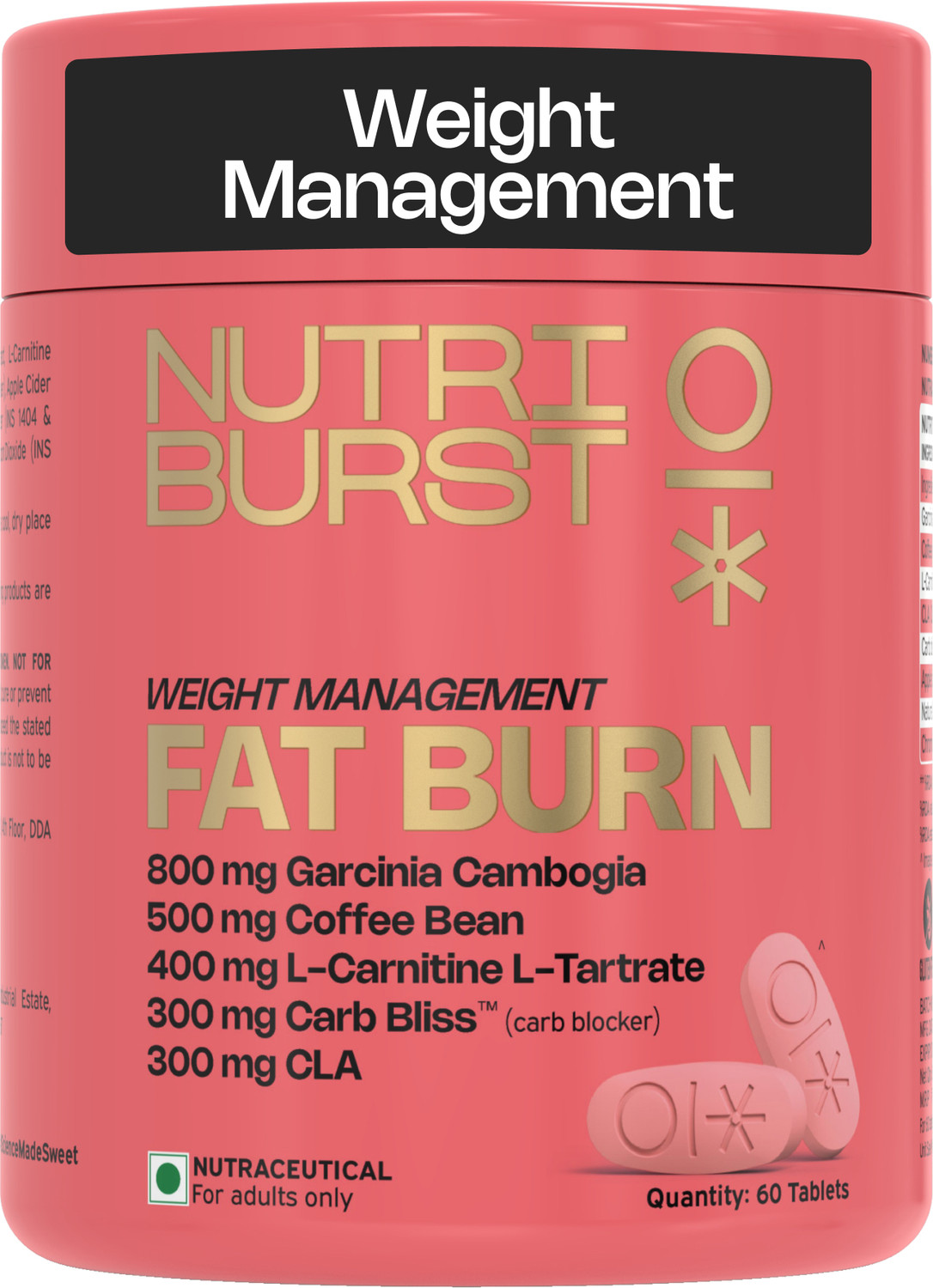 Image of Nutriburst Fat Burn Tablets Weight Management with Garcinia Green Coffee & Carnitine