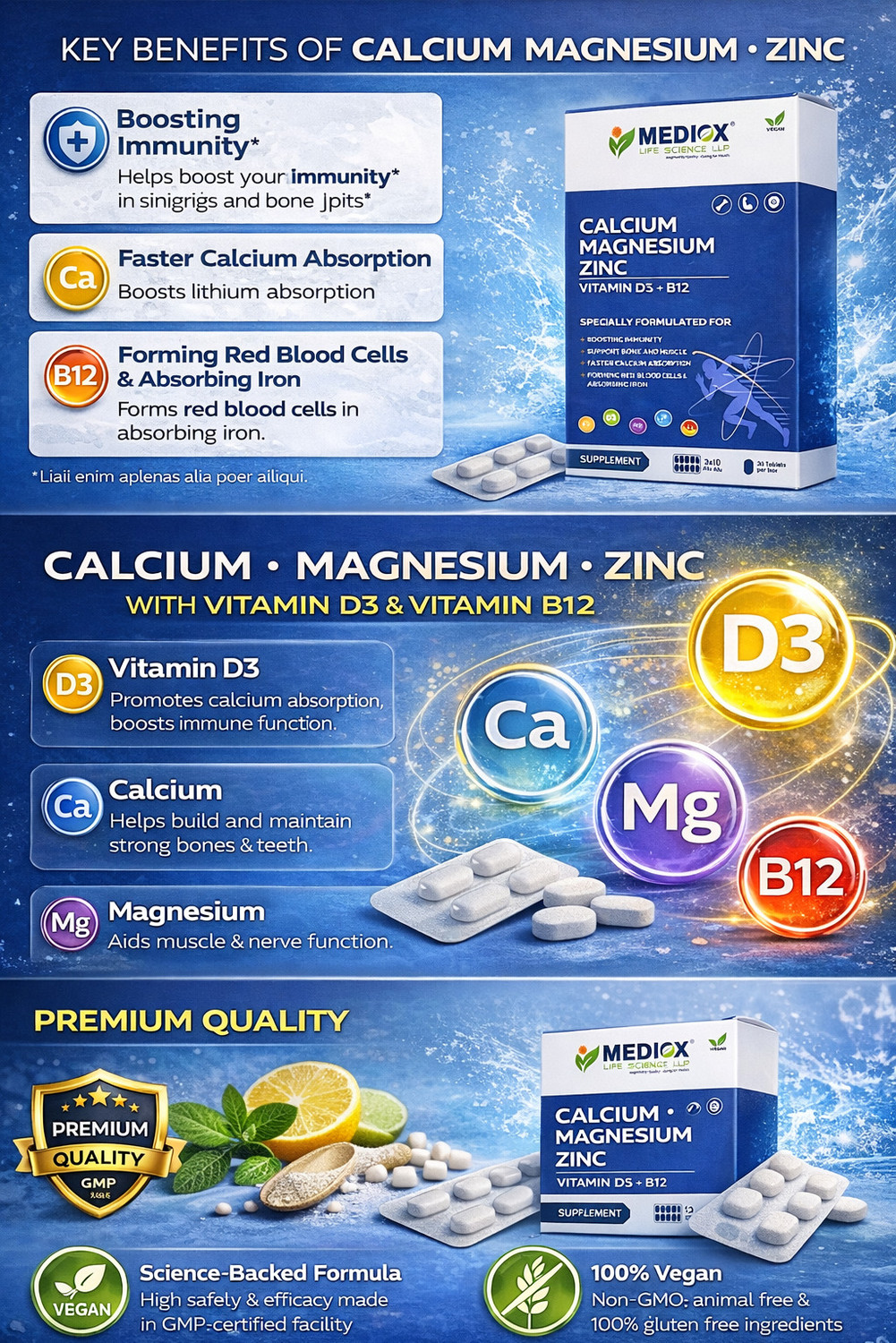 Image of MEDIOX Coerciva MCB Tablets For Calcium And Vitamin B12 To Bone & Muscle Support