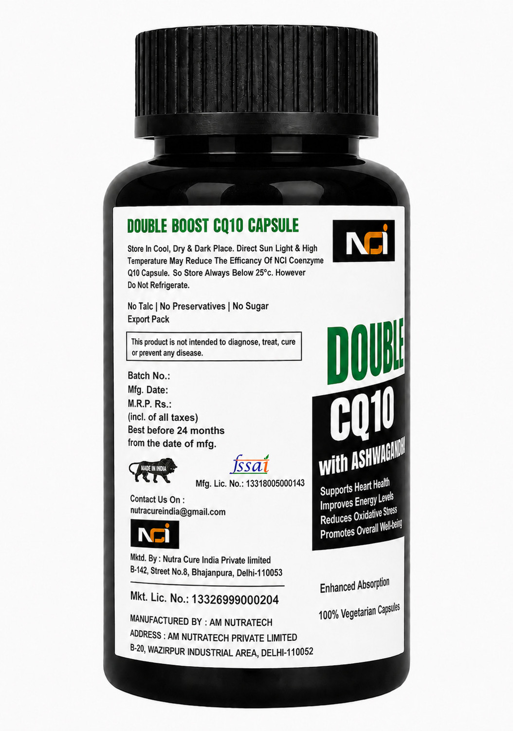 Image of Nutra Cure India private limited Double Boost Coq10 300mg and Ashwagandha 1000mg
