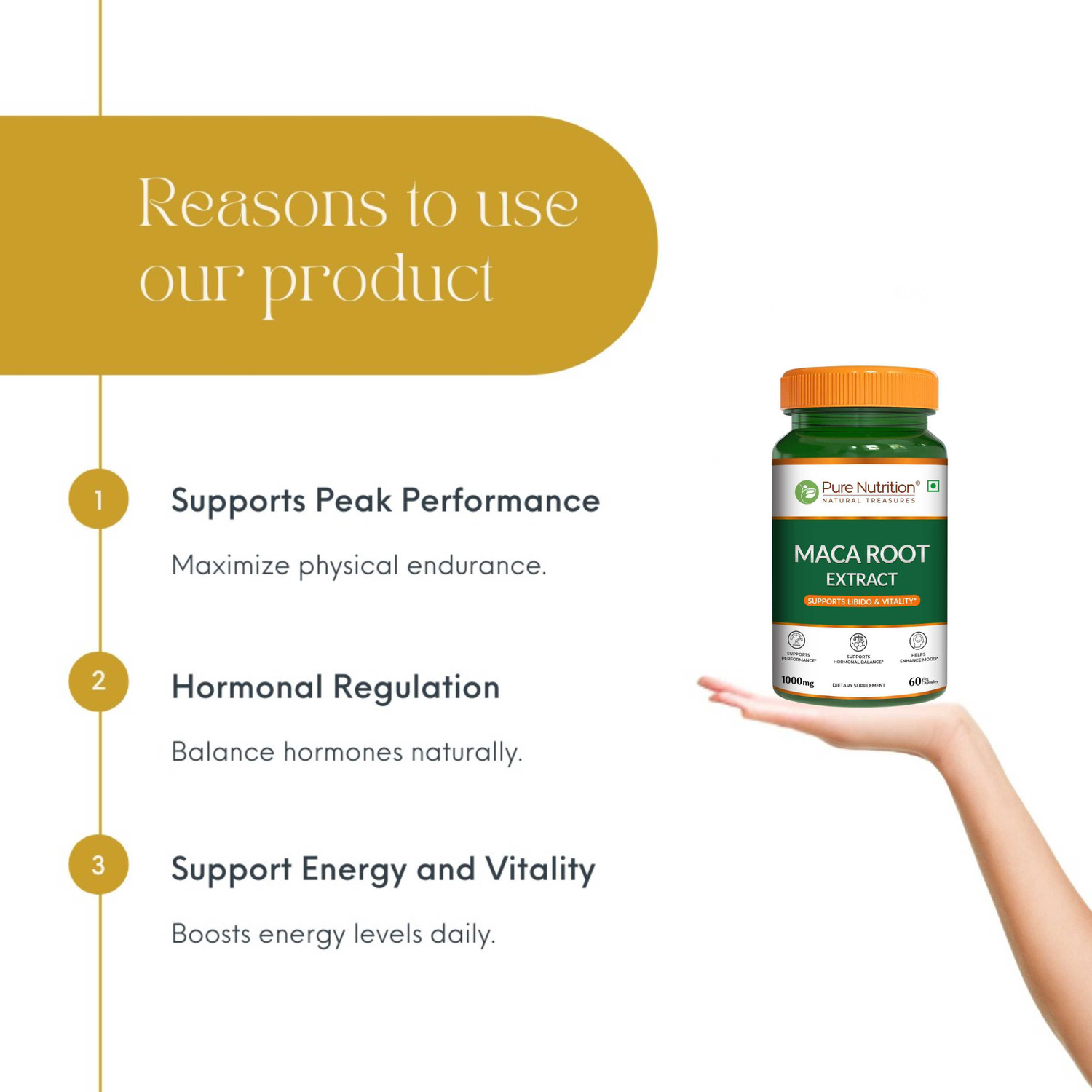 Image of Pure Nutrition Maca Root Extract 1000mg | Vitality & Performance Support