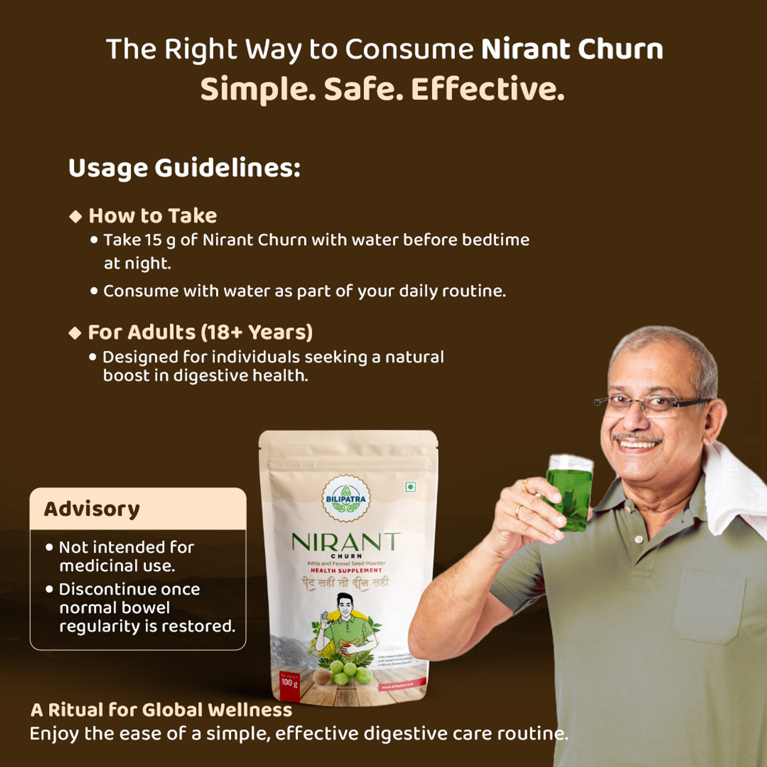 Image of bilipatra Nirant Churna Powder Constipation & Gas Relief | Plant Based Natural Laxative
