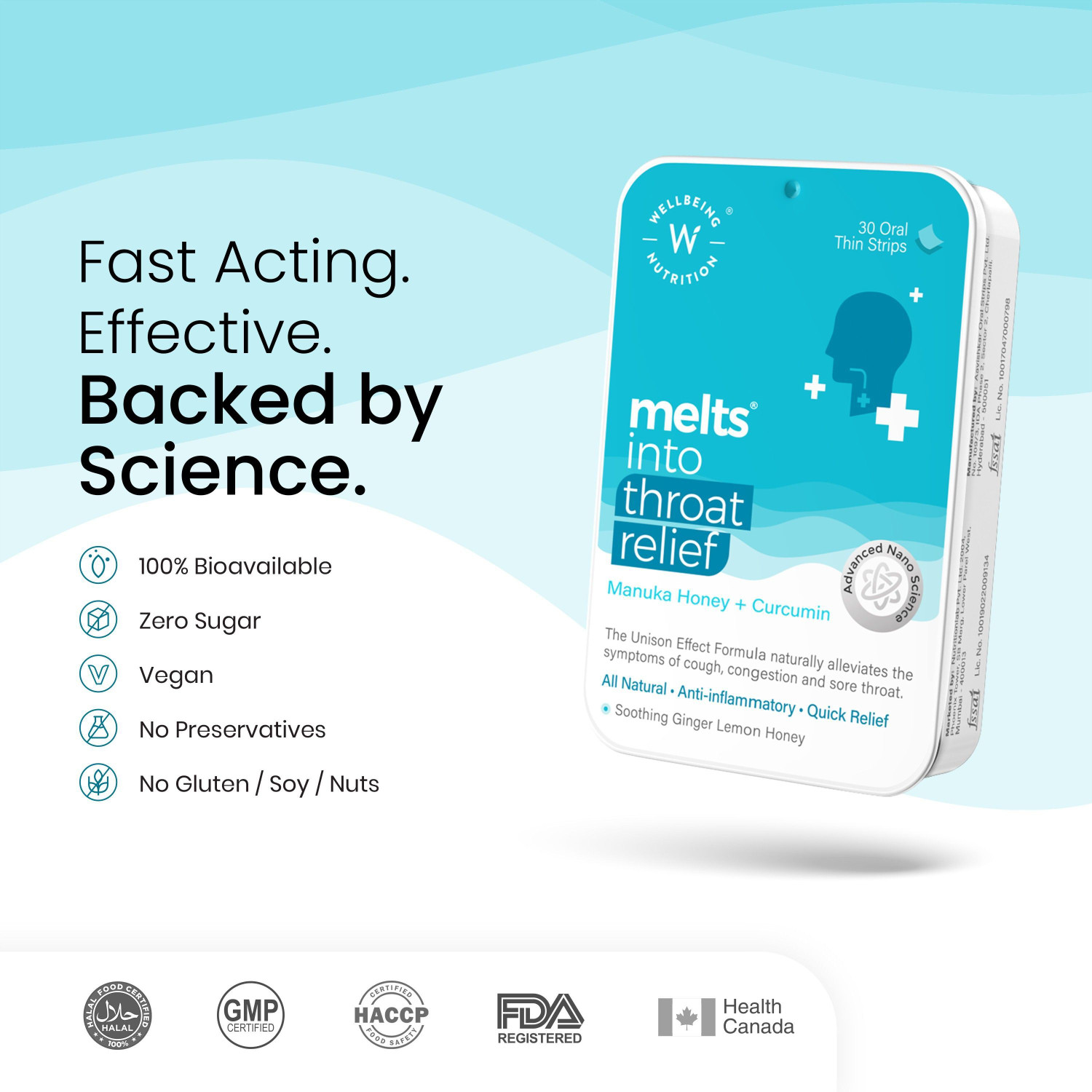 Image of Wellbeing Nutrition Melts instant Throat Relief with 100% Natural Cough,Sore Throat Relief,Pain Relief