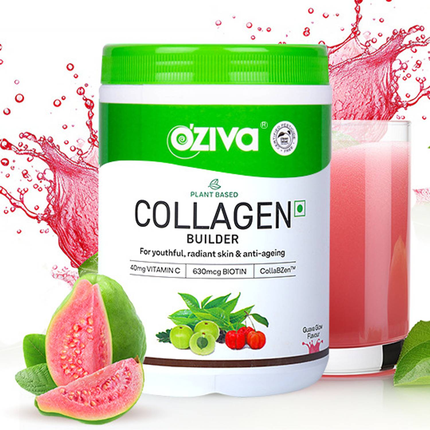 OZiva Vegan Collagen Guava Glow with Biotin & Vit C - Image 1