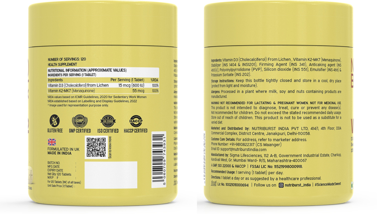 Image of Nutriburst Vitamin D3 + K2 Supplement for Men & Women Bone Strength & Heart Health Support