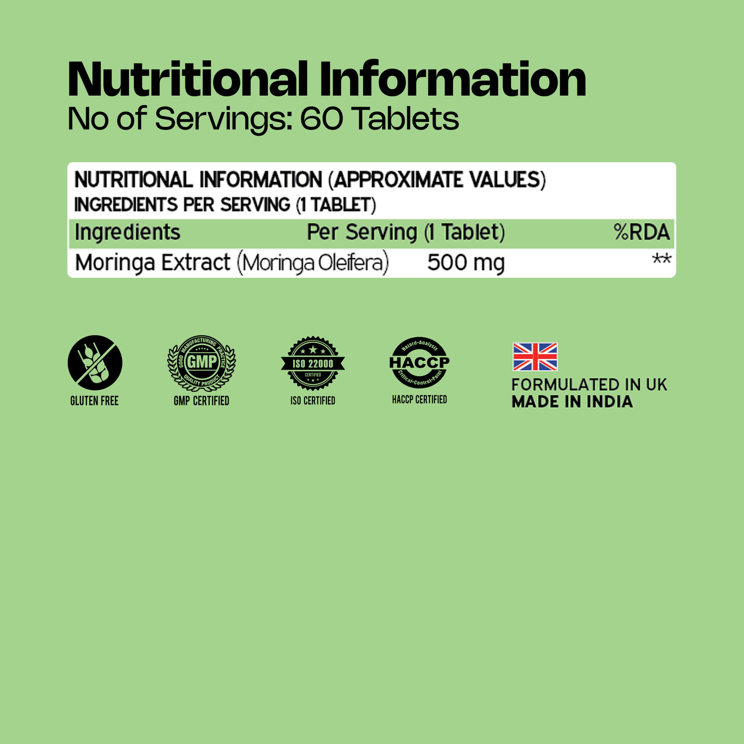 Image of Nutriburst Moringa 500 mg -Immunity, Digestion & Energy Support Daily