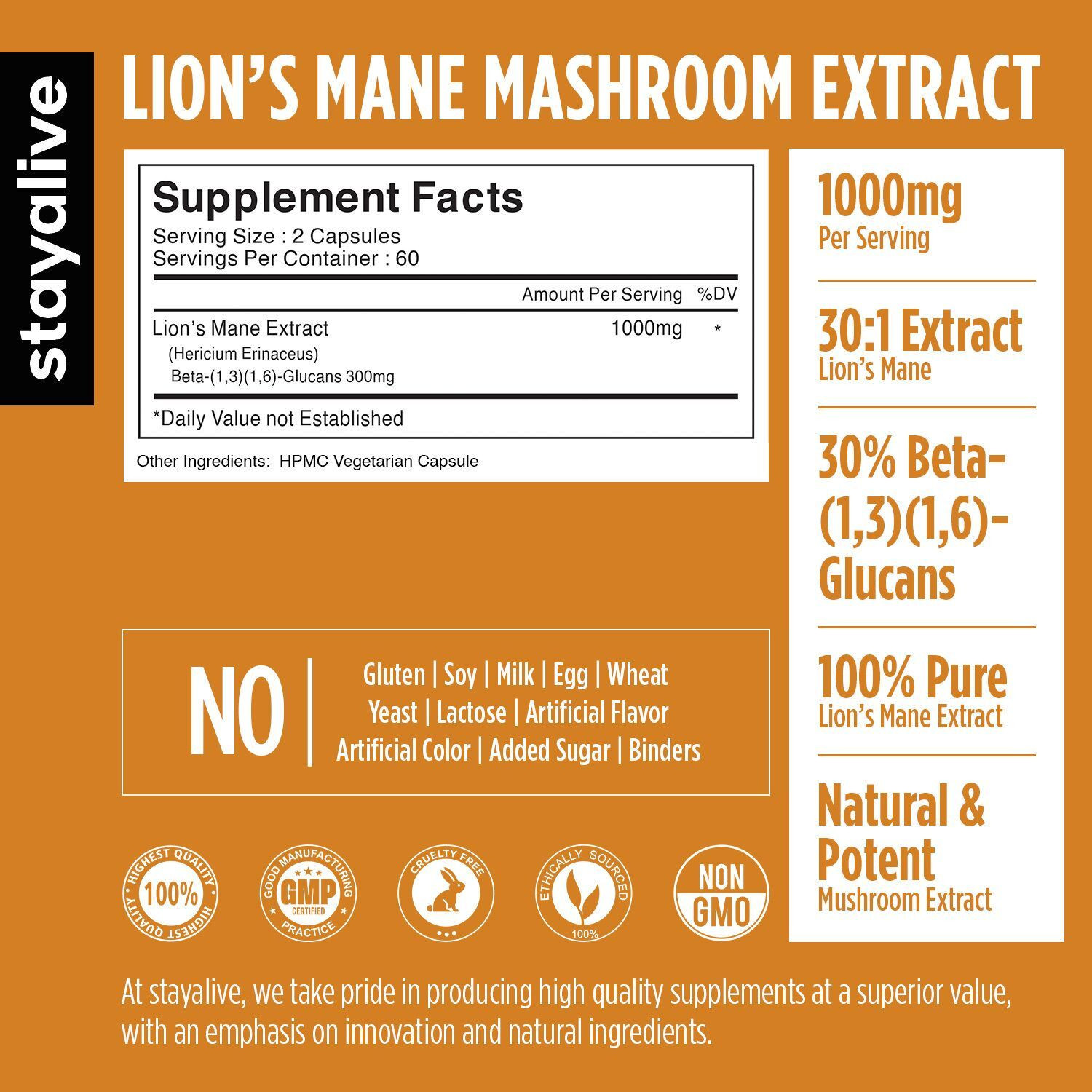 Image of stayalive Pure Lion's Mane Capsules