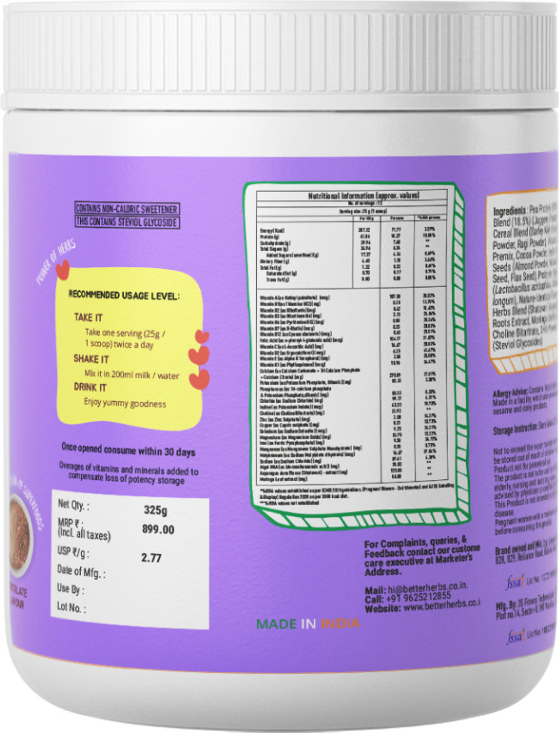 Image of better herbs Mamafy Mother's Nutritional Pregnancy Protein Powder | Chocolate Flavour