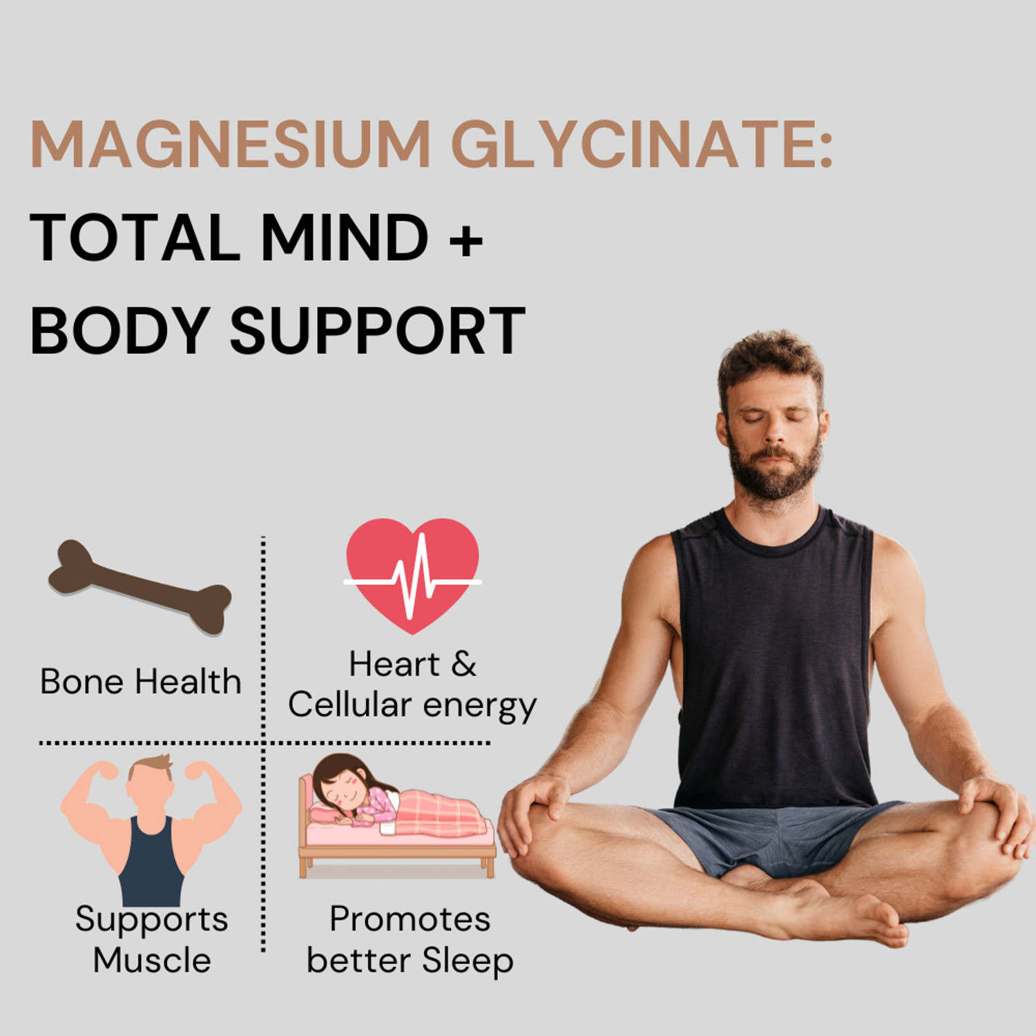 Image of Pure Nutrition Magnesium Glycinate with Zinc for Bone, Muscle Nerve Health & Period Cramps
