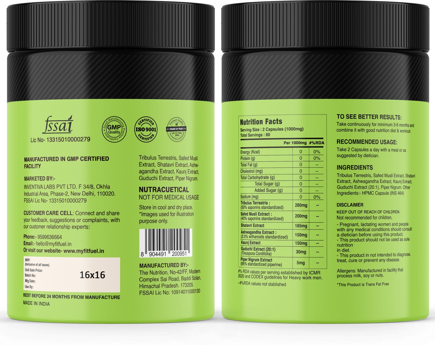 Image of MyFitFuel Natural Muscle Builder, 7 Herbs 1000mg Enhance Muscle Strength Recovery 120 Caps