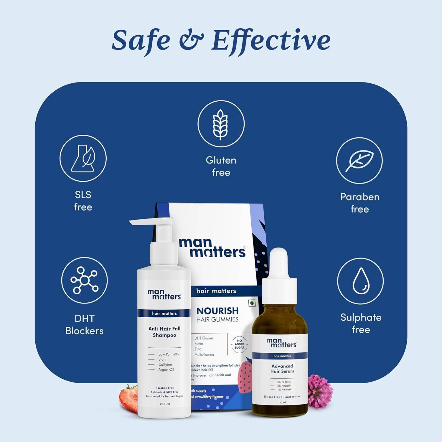 Man Matters Biotin Gummies, Hair Serum & Anti-Hair-Fall Shampoo 30 ml - Image 5