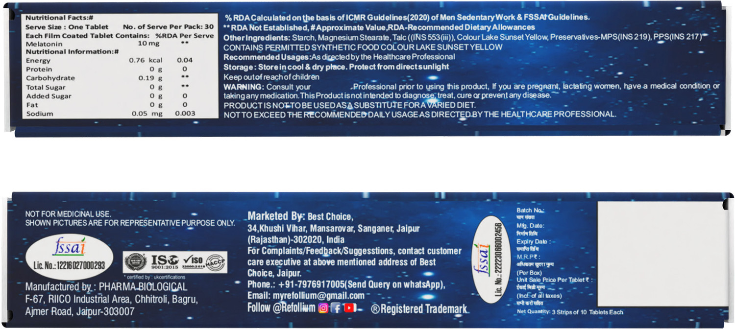 Image of BEST CHOICE NUTRITION Melatonin 10 mg Tabs For for Calm & Restful
