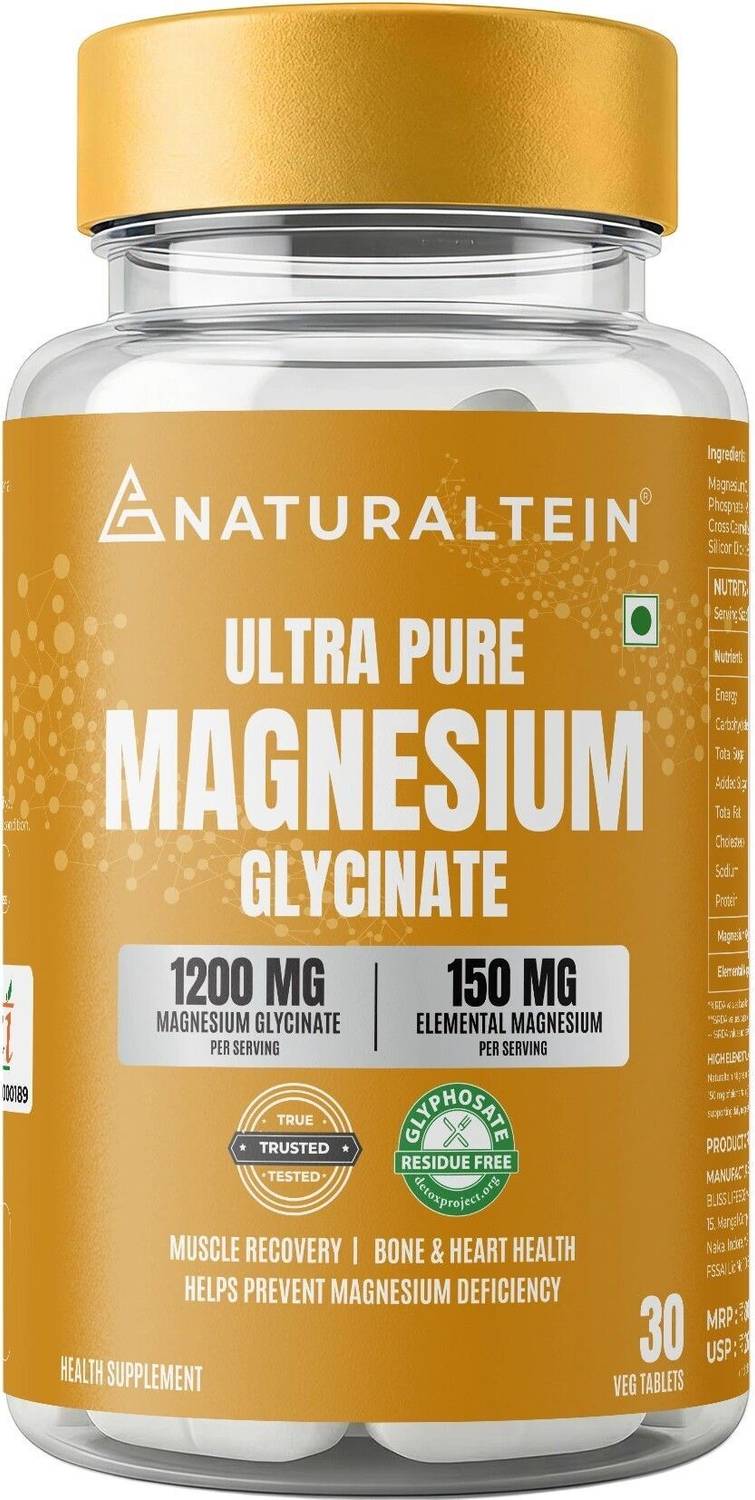 NATURALTEIN Magnesium Glycinate 1200mg Sleep, Brain, Muscle & Heart