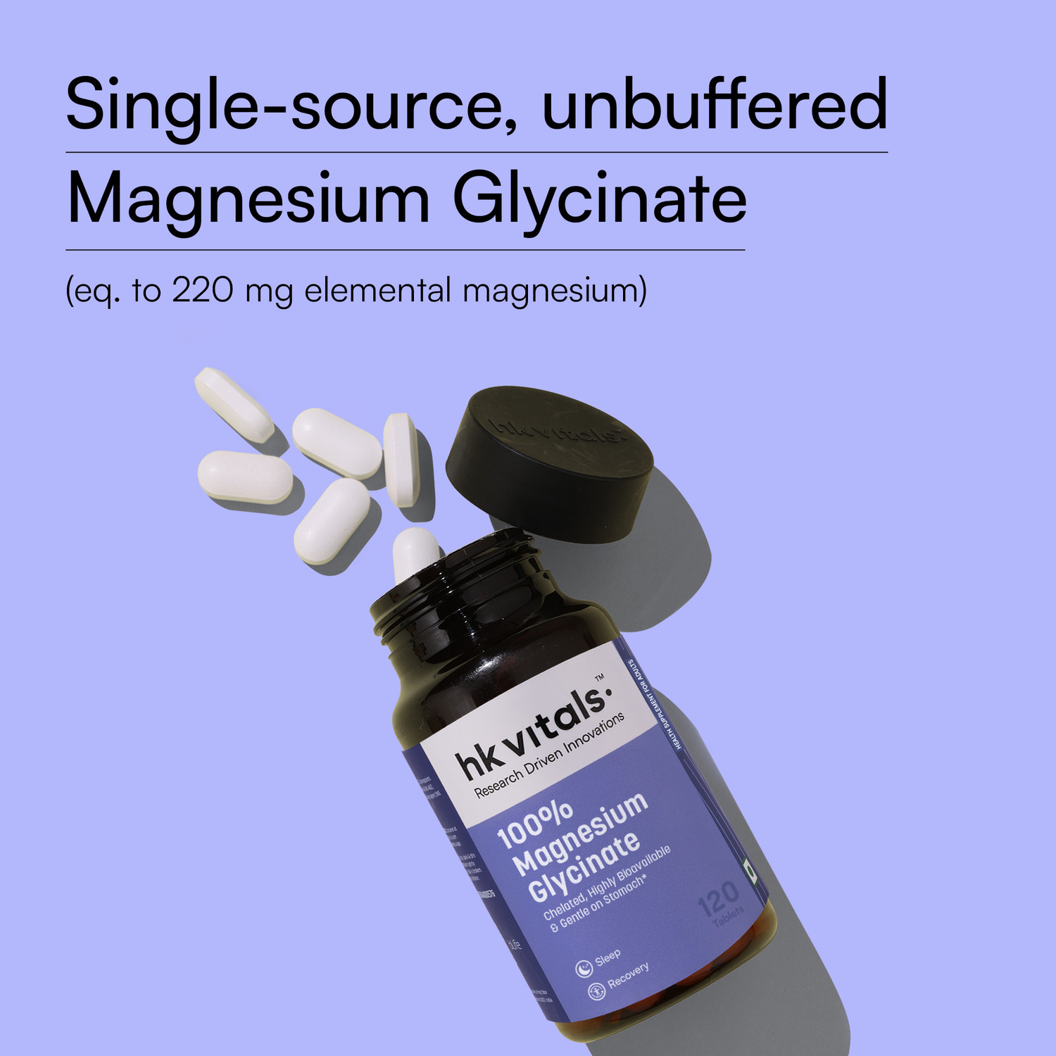Image of hk vitals 100% Magnesium Glycinate (1880mg) 120 Tablets & Vitamin D3 + K2 (MK-7)