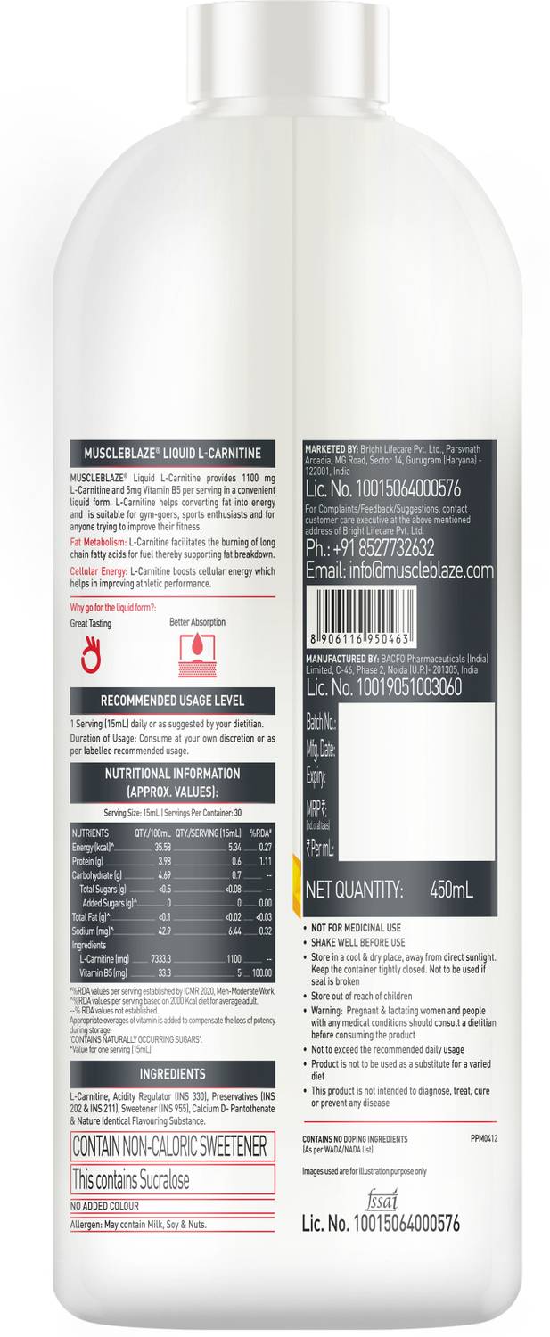 muscleblaze l carnitine MUSCLEBLAZE Liquid L-Carnitine 1100 mg, Helps Convert Fat into Energy Price  in India
