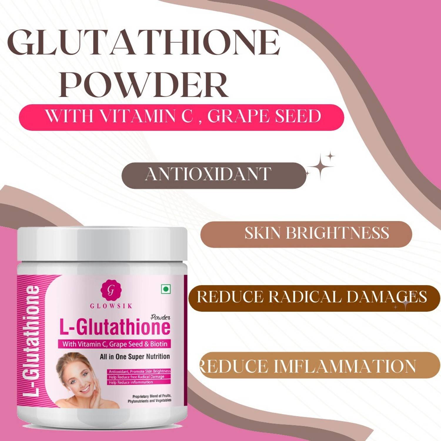 glutathione powder online india G GLOWSIK L-GLUTATHIONE FOR HEALTHY & GLOWING SKIN WITH PLANT & FRUIT EXTRACT Price in Buy FINE DECOR L-GlutaThione Reduced