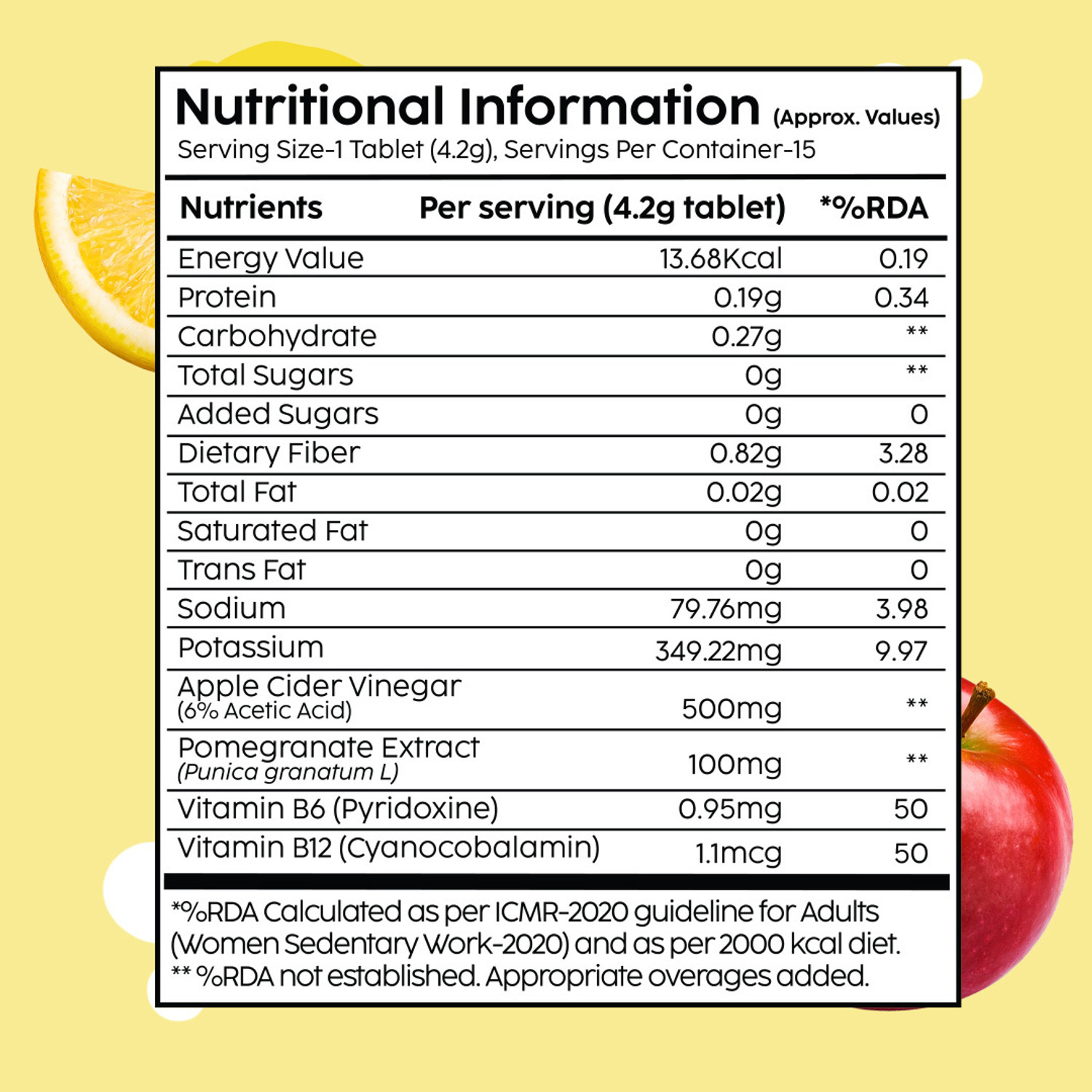 Image of The Plant Fix Plix Apple Cider Vinegar 15 Effervescent Tablets Lemon Masala Flavor with Vitamin B12