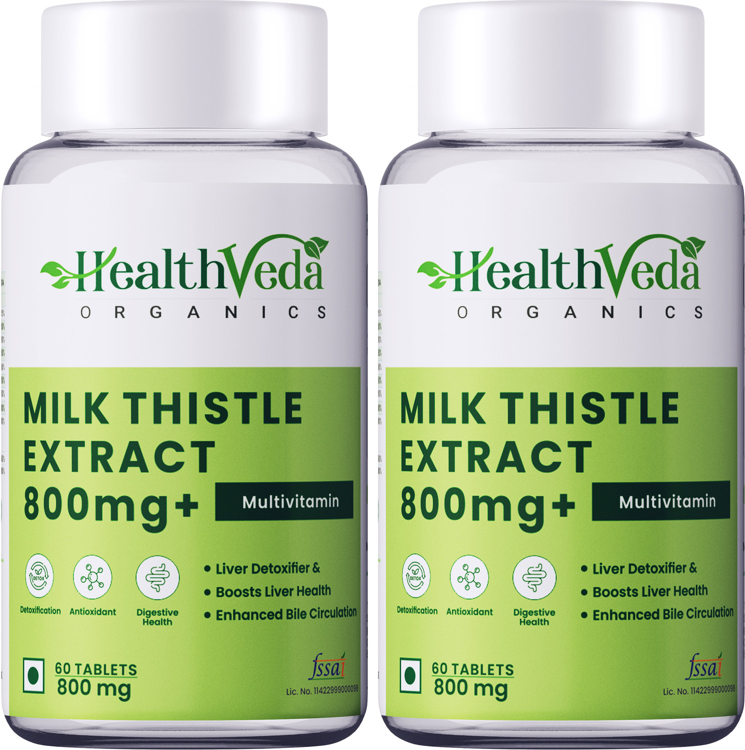 Image of Health Veda Organics Milk Thistle Liver Support Supplement, Liver Detox For both Men & Women