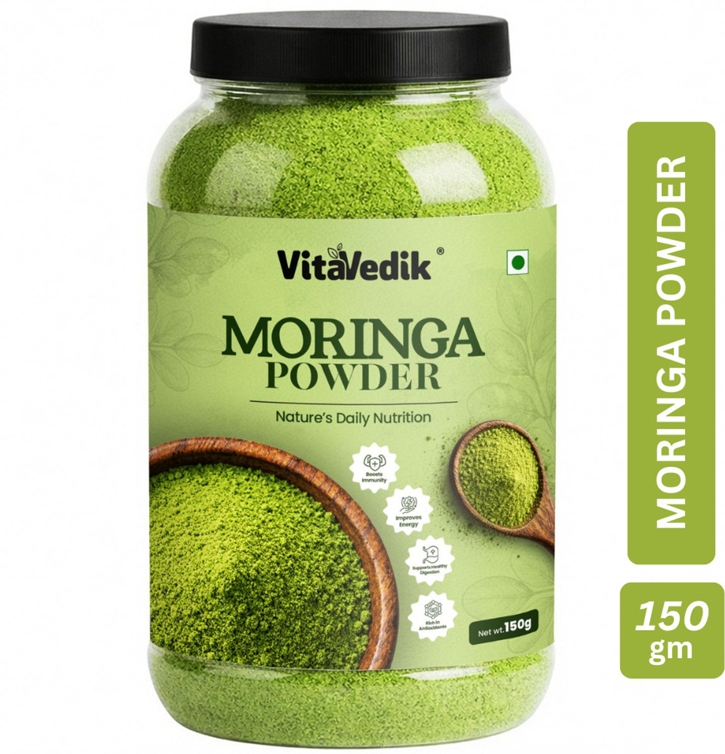 Image of VitaVedik Moringa Powder 100% Pure & Natural Superfood | Rich in Vitamins, Iron & Calcium