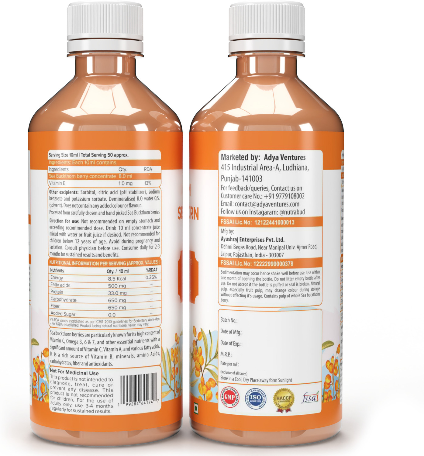 Image of Nutrabud Sea Buckthorn Juice - Sourced From Ladakh - Rich in Omega 3,6,7,9 & Vitamin C