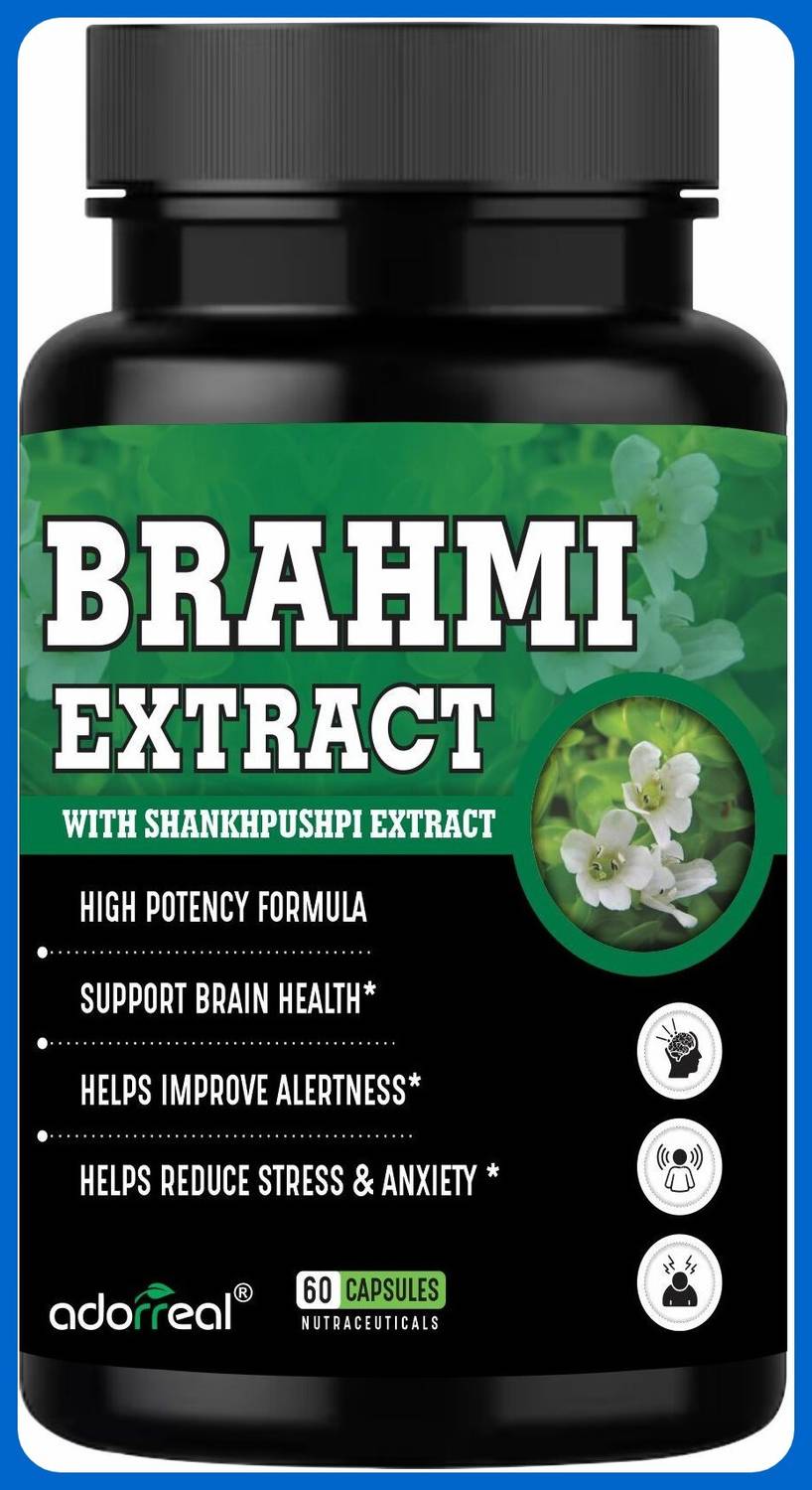 Adorreal Herbal Supplement: Brahmi Leaves & Shankhpushpi Capsules–Ayurvedic Brain Tonic