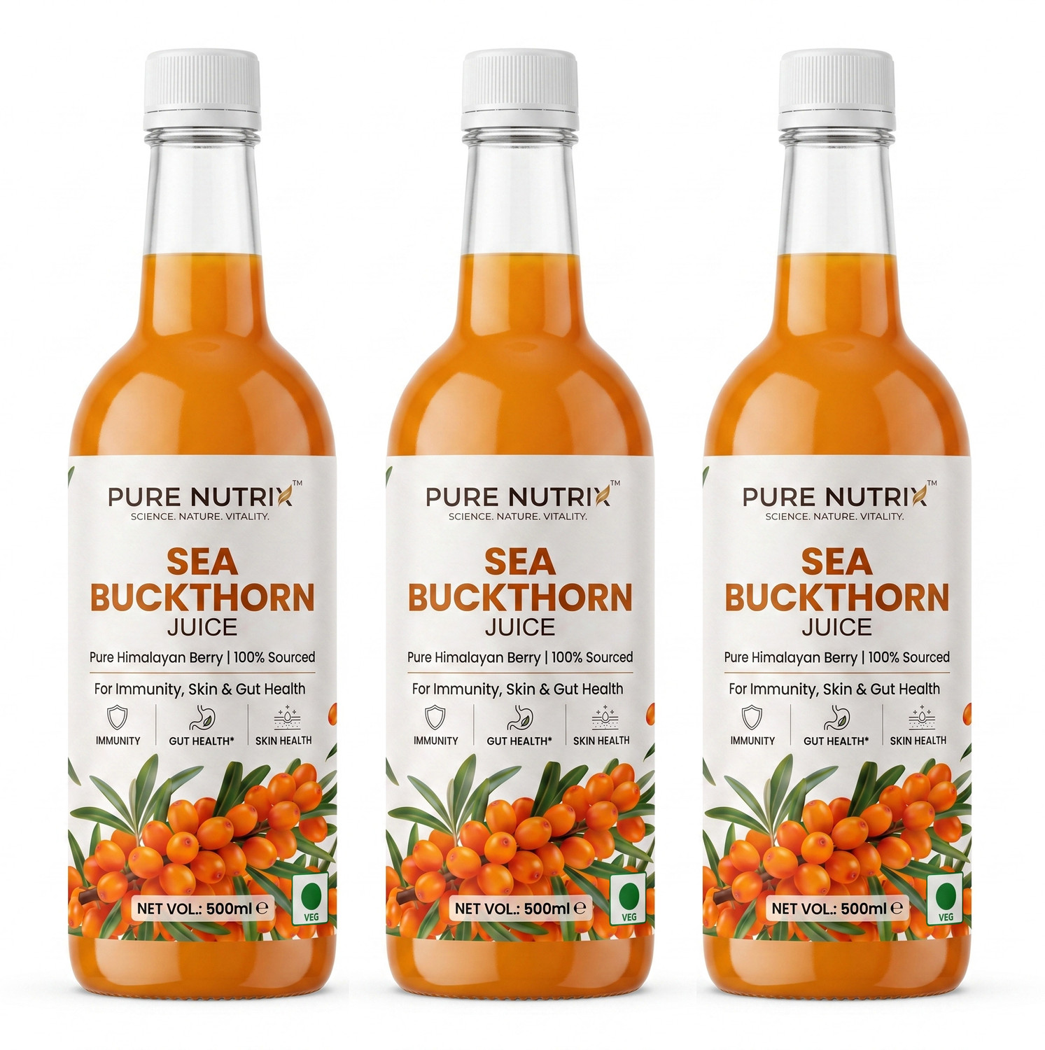 Image of PureNutrix Pure Nutrix Pure Himalayan Sea Buckthorn Juice for Immunity, Skin & Gut Health