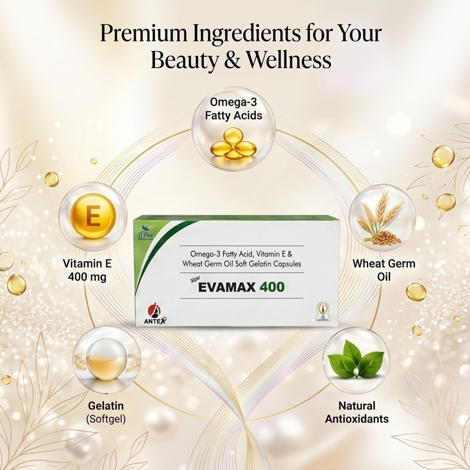 Image of GEOFFREY MANNERS Vitamin E 400 mg Softgel Capsules - For Skin, Hair & Nails