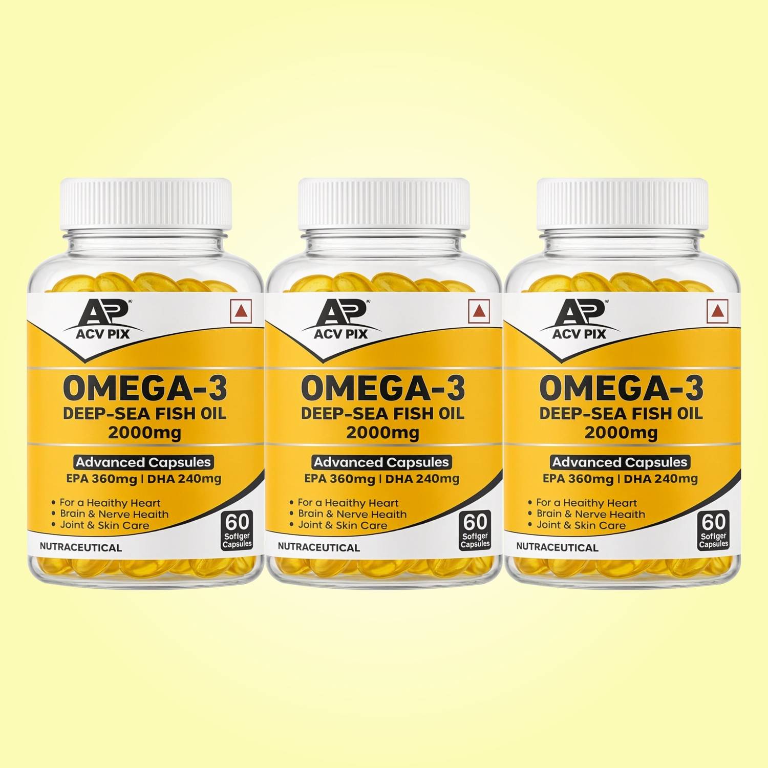 acv-pix Omega 3 Fish Oil 2000mg | EPA 360 DHA 260 | Triple Strength Caps