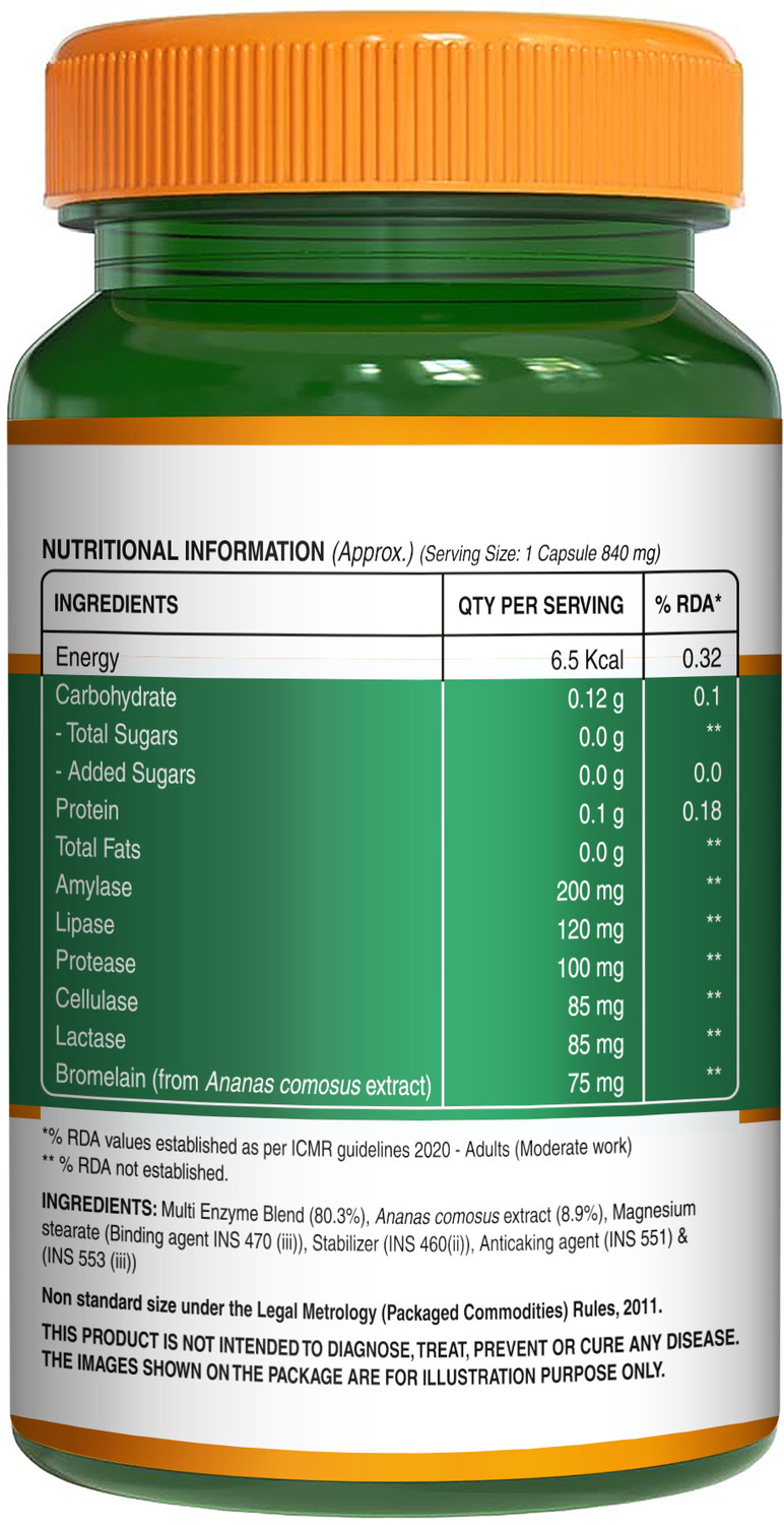 Image of Pure Nutrition Digestive Enzymes with Bromelain Supports Digestion & Nutrients