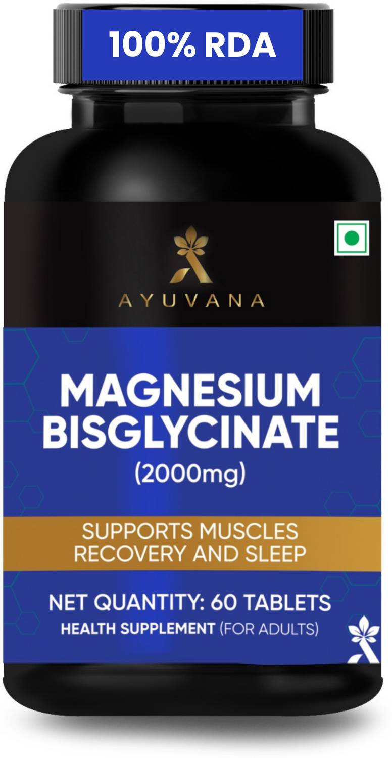 Ayuvana Magnesium Bisglycinate Tablets 2000mg 440mg Elemental Muscle Sleep Rs. 296 - Flipkart