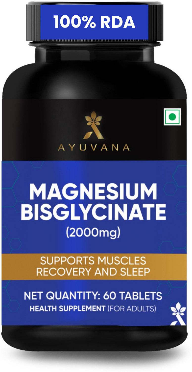 Image of Ayuvana Magnesium Bisglycinate Tablets 2000mg 440mg Elemental Muscle Sleep