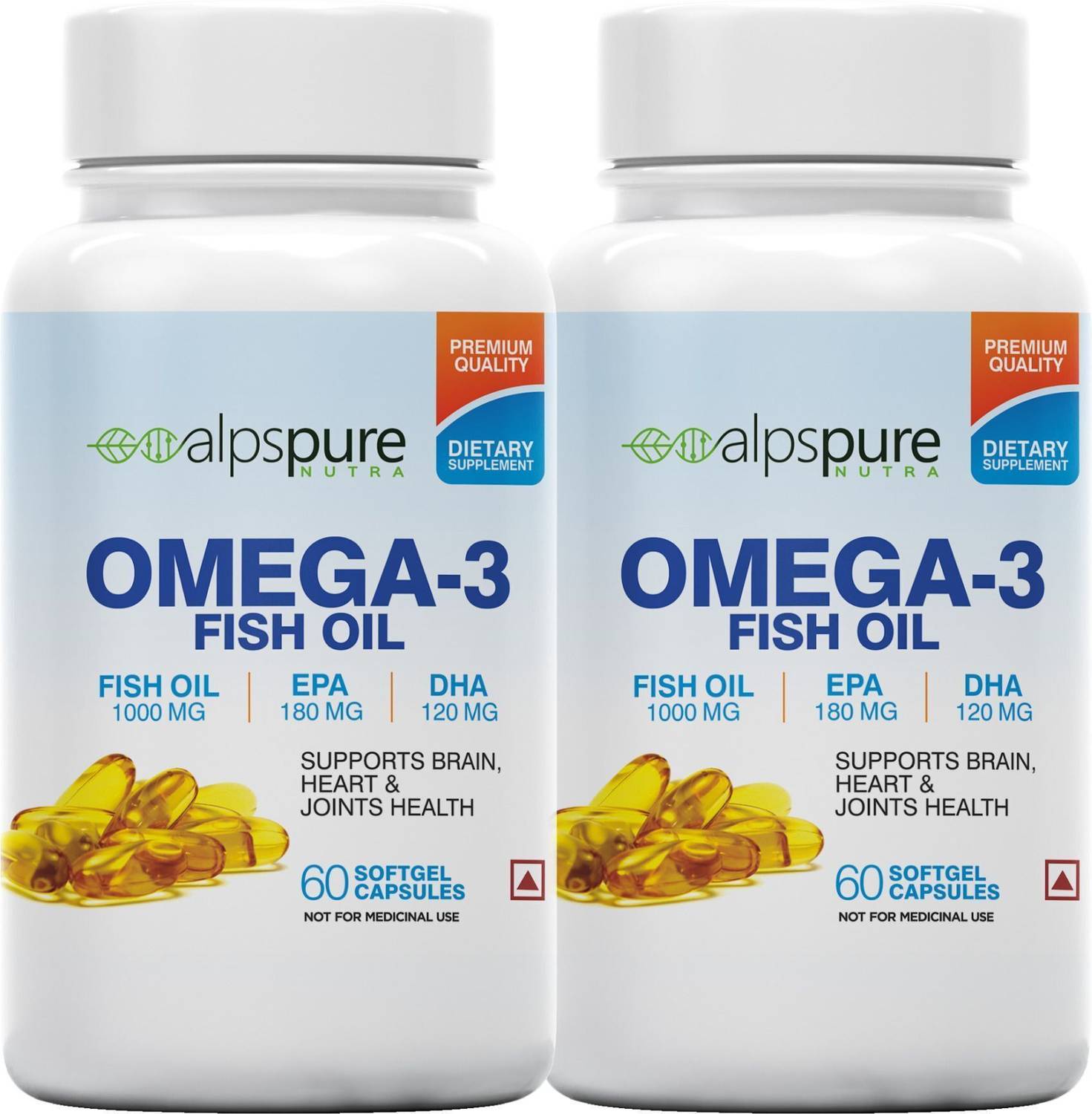 ALPSPURE Omega 3 Fish Oil 1000 mg 120 Softgel Capsules 180 mg EPA And 120 mg DHA(Pack of 2)