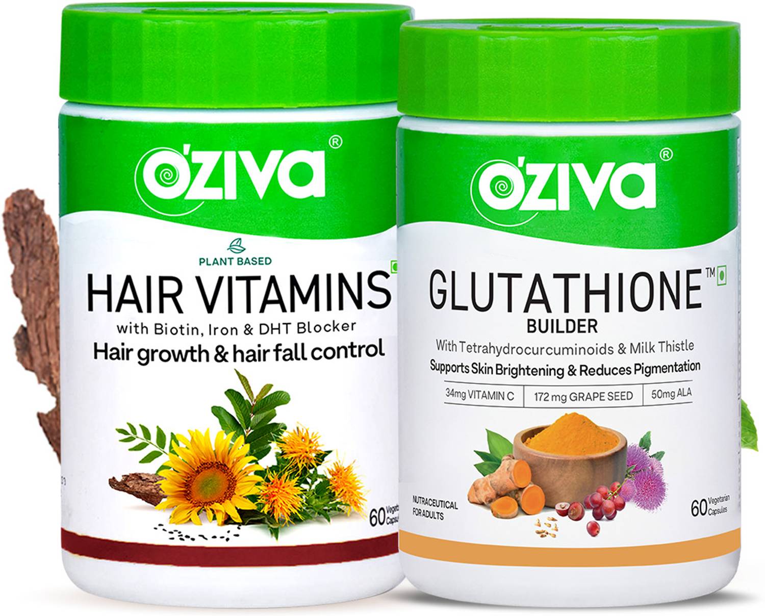 OZiva Better Hair & Skin Pack (Hair Vitamins + Glutathione Builder) Price  in India