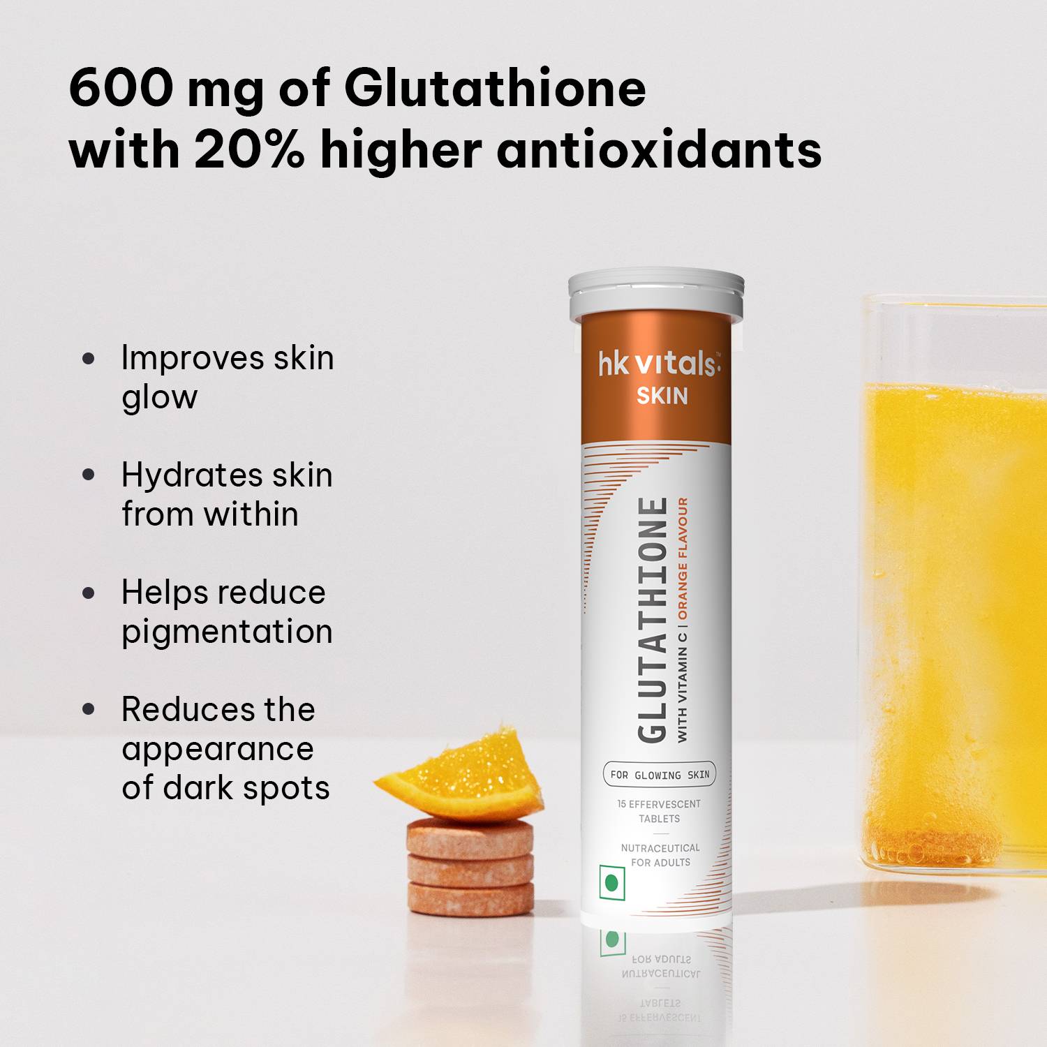 hk vitals Glutathione Skin Glow Effervescent Tablets with Vitamin C & E Price in India
