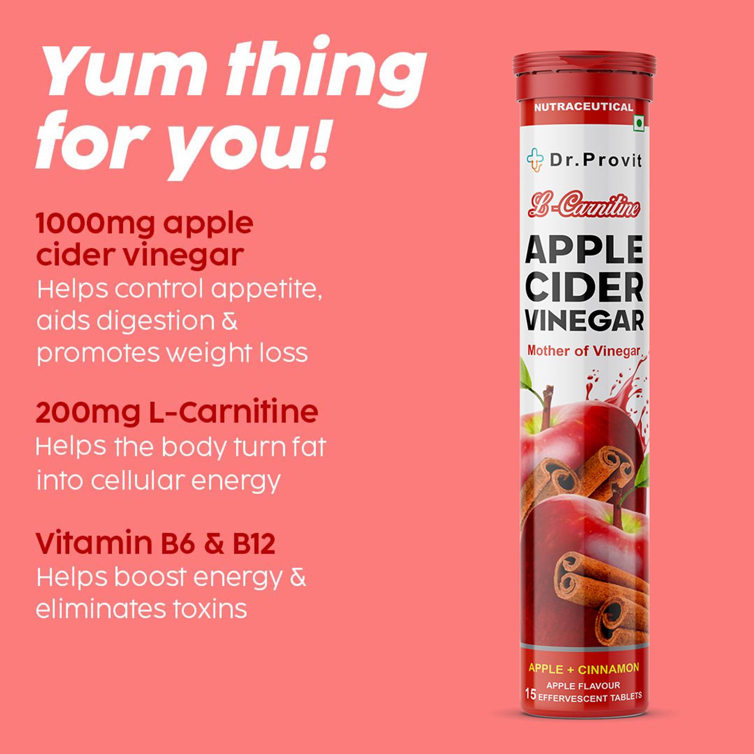 Dr.Provit Apple Cider Vinegar with L-Carnitine for Weight Loss, Converts  Fat into Energy Price in India - Buy Dr.Provit Apple Cider Vinegar with L- Carnitine for Weight Loss, Converts Fat into Energy online