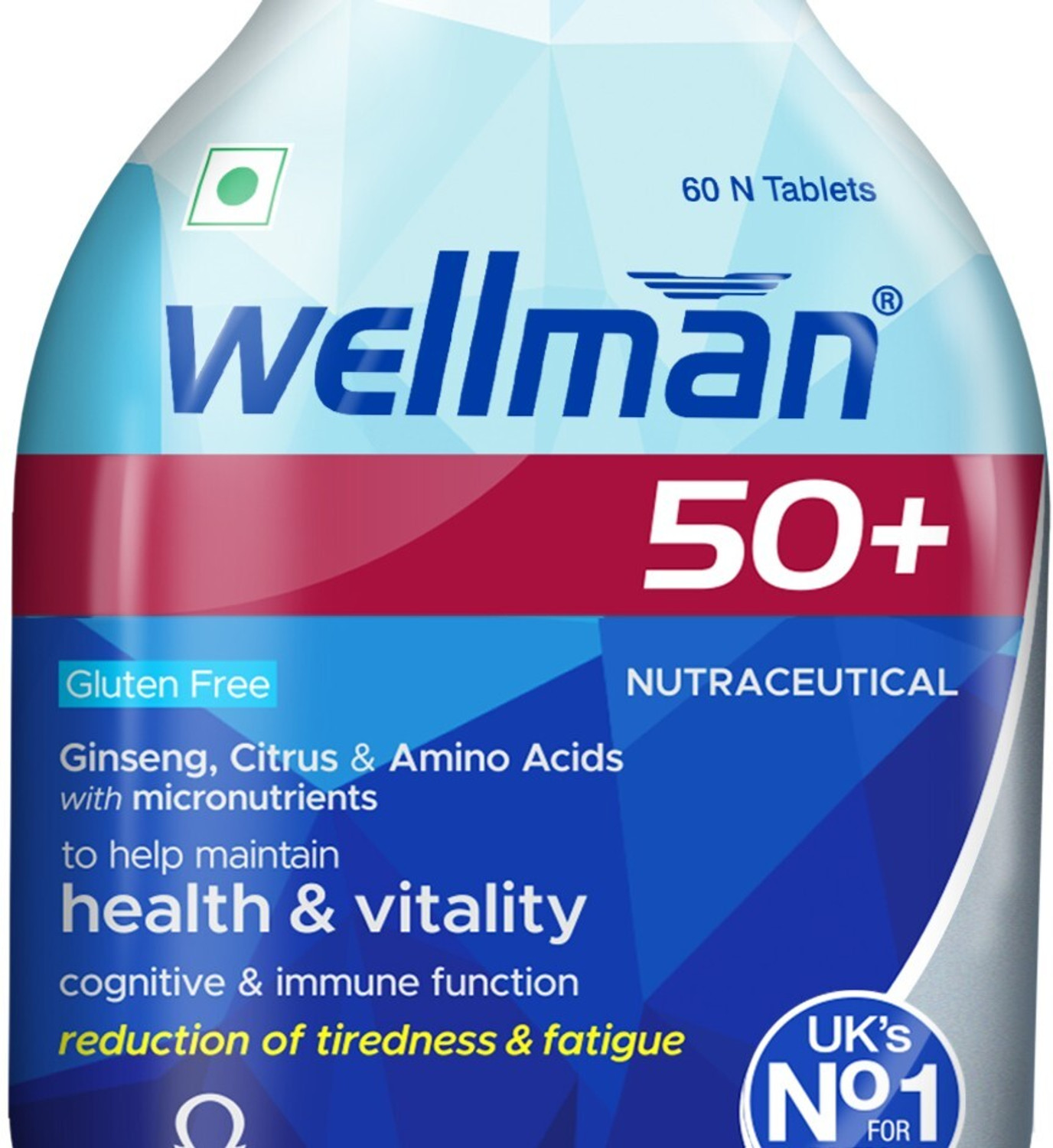 Image of wellman 50+ Multivitamin for Men | Ginseng, Amino Acids | Vitality & Immune Support