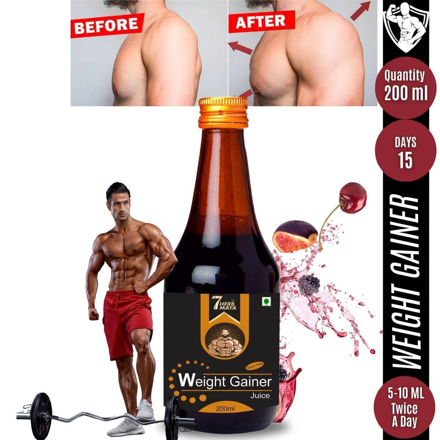 7Herbmaya New Gaining Juice ayurvedic ultimate weight gainer Juice unisex improves muscles