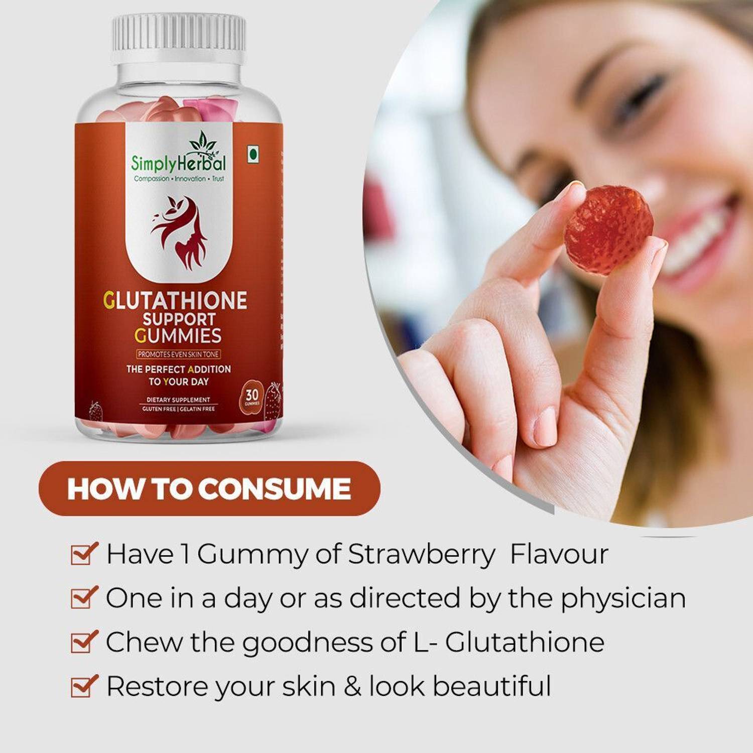 l glutathione gummies benefits Simply Herbal Glutathione Gummies for Skin Lightening & Whitening