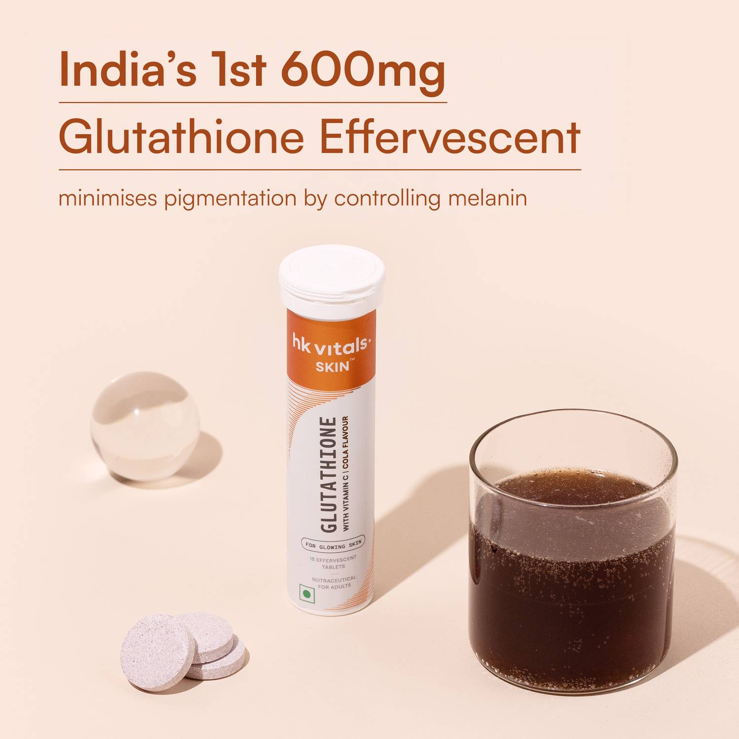 glutathione effervescent tablet india hk vitals Skin Glow Tablets with Vitamin C & E, Cola Price in Glutathione For a Lifeline: Flavor:Mango sun damage
