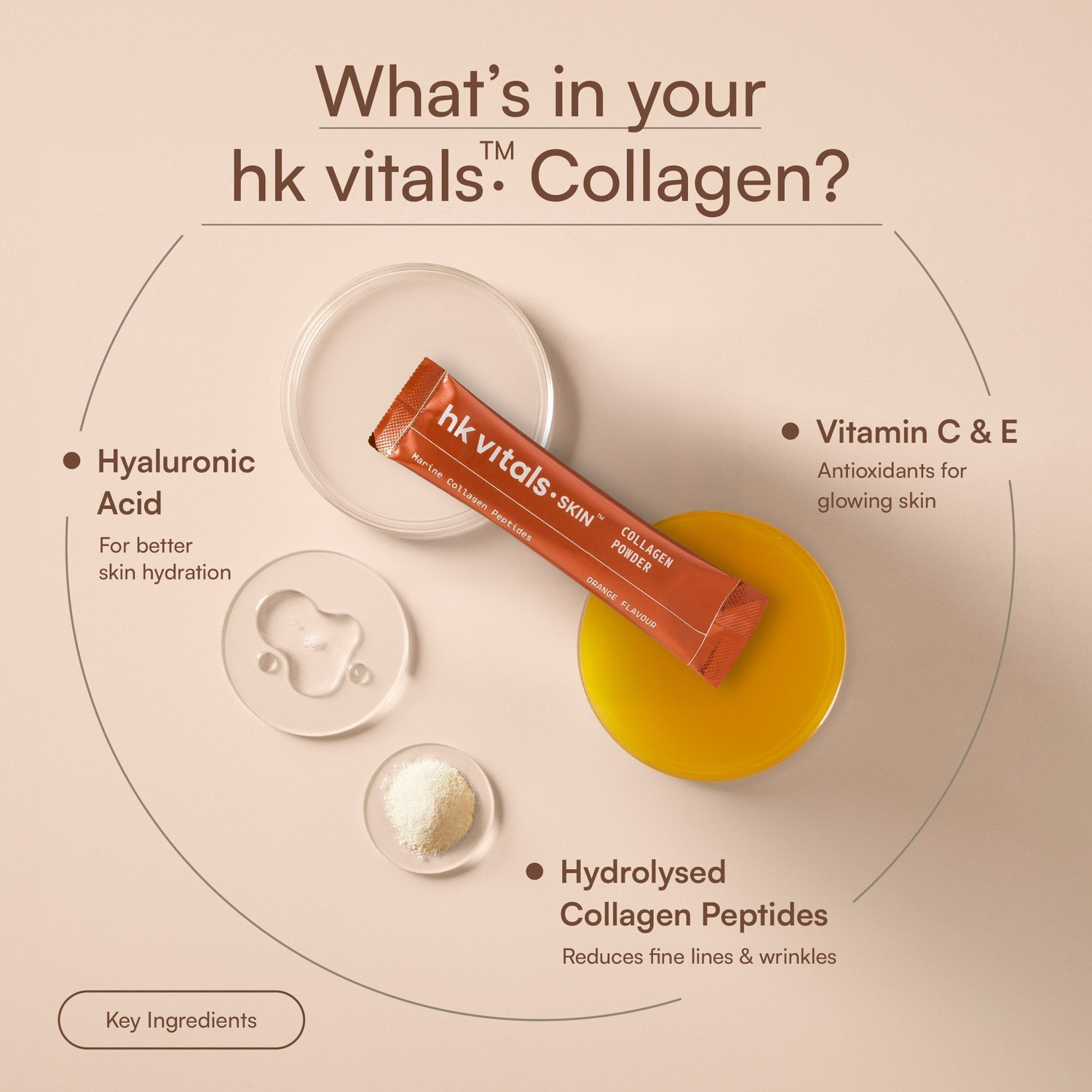 Image of hk vitals Skin Collagen Supplement with Biotin, Orange